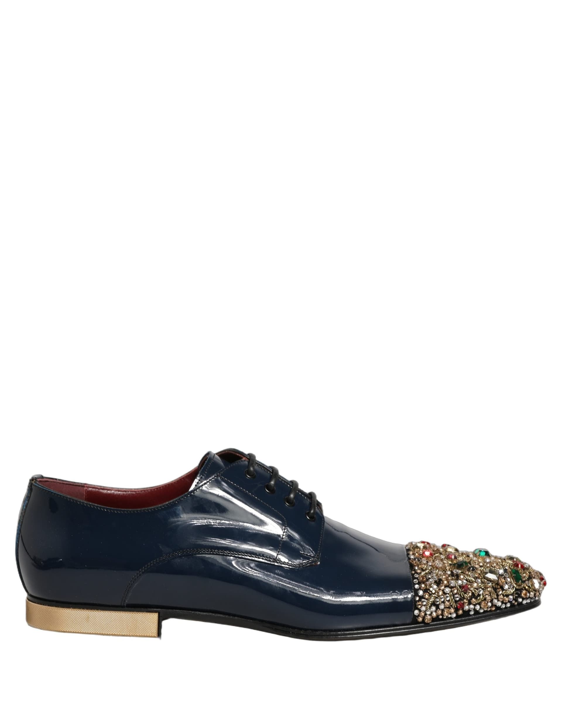 Dolce & Gabbana Blue Embellished Men Derby Dress Formal Shoes - 7