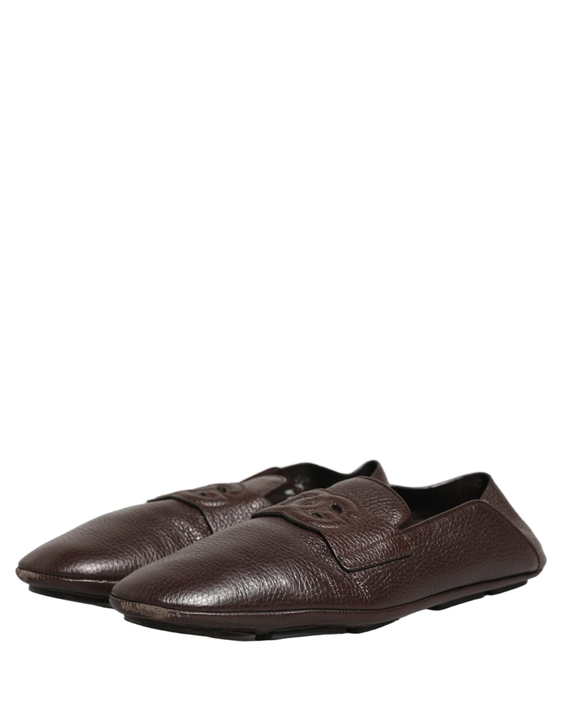 Dolce & Gabbana Brown Deerskin Leather Driver Loafers Shoes - 4