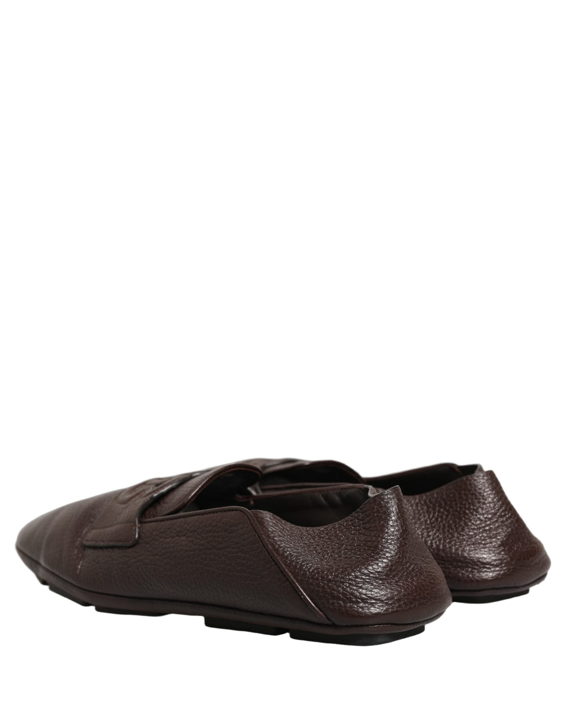 Dolce & Gabbana Brown Deerskin Leather Driver Loafers Shoes - 5