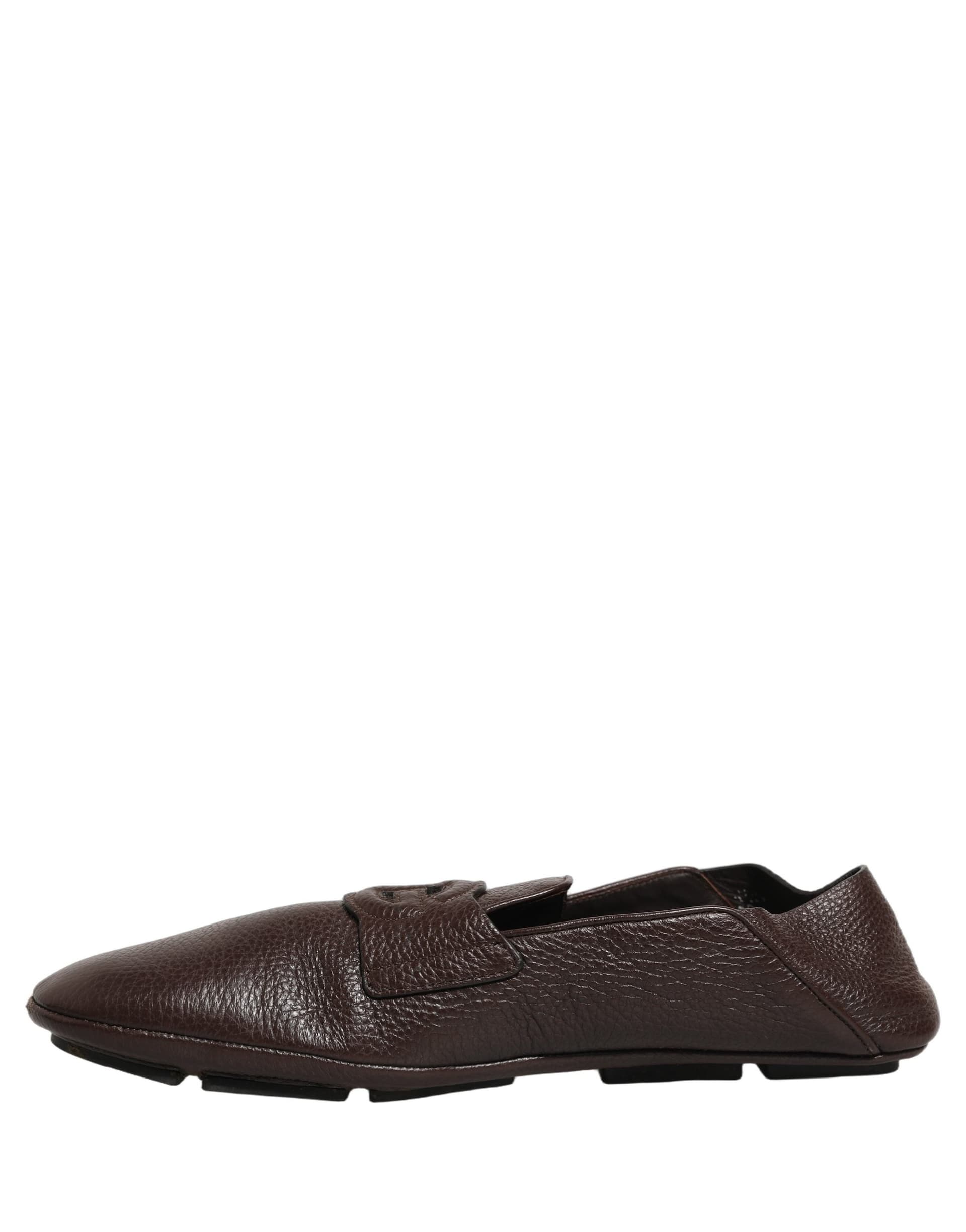 Dolce & Gabbana Brown Deerskin Leather Driver Loafers Shoes - 6