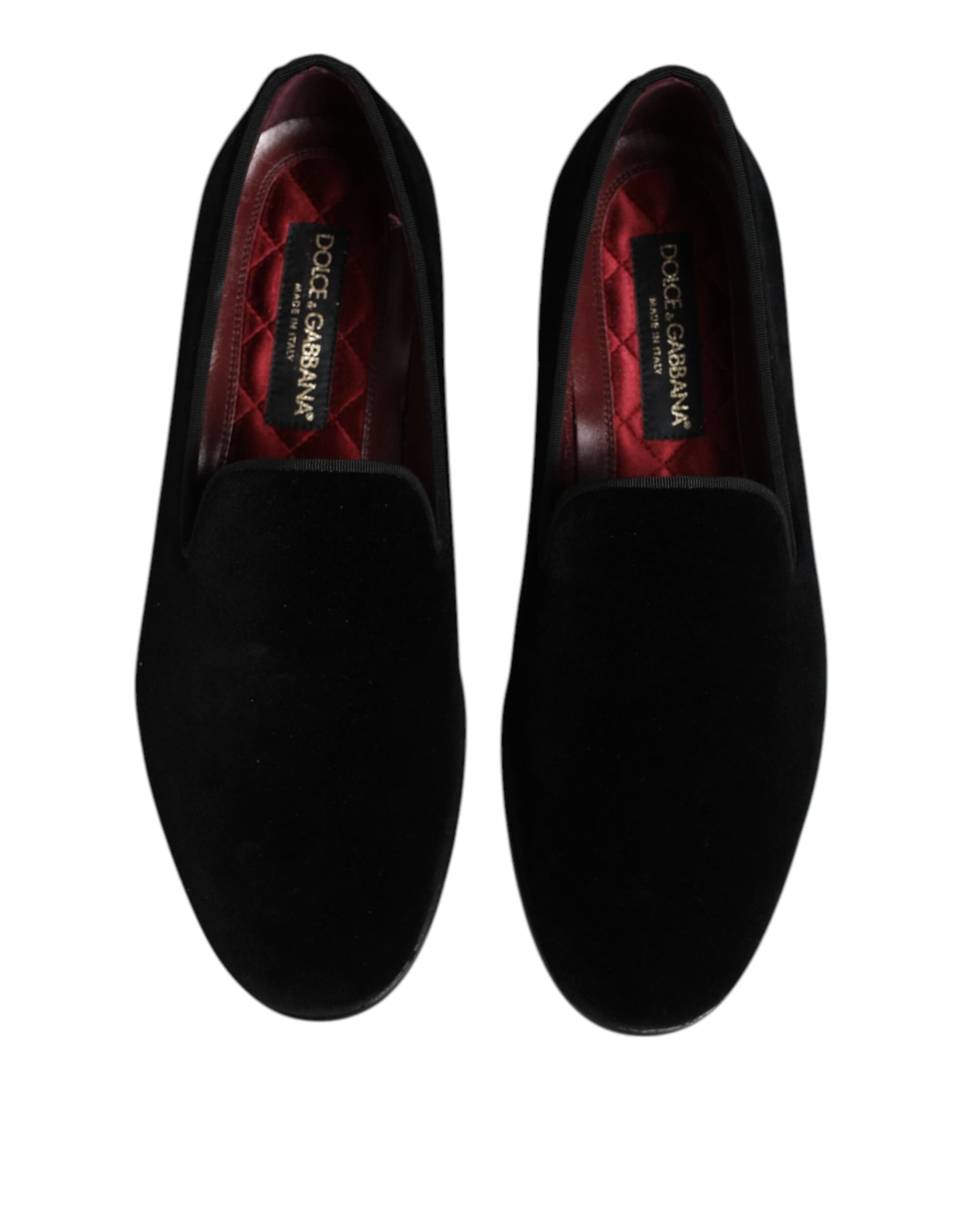 Dolce & Gabbana Black Velvet Slip On Loafers Formal Shoes - 2