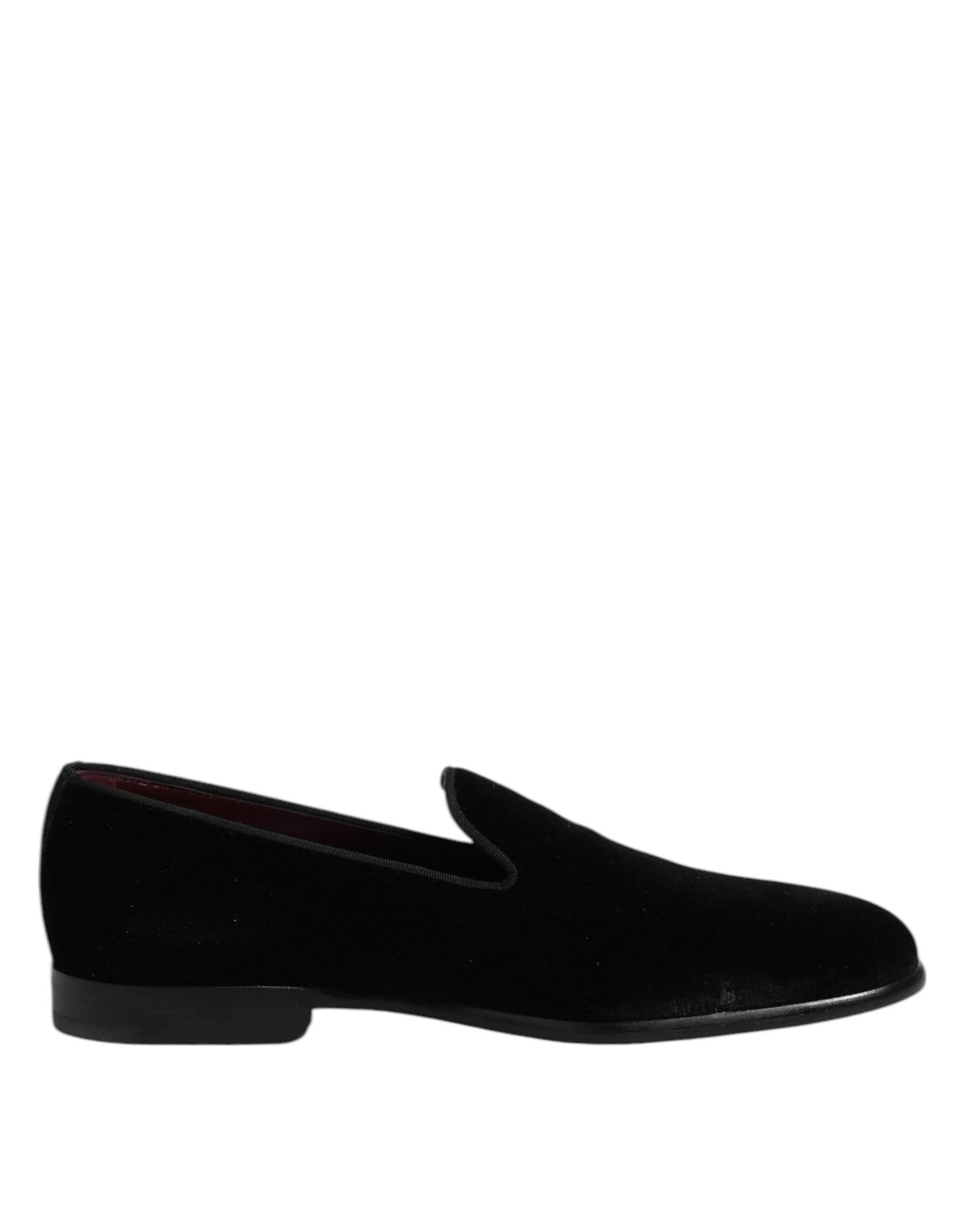Dolce & Gabbana Black Velvet Slip On Loafers Formal Shoes - 6