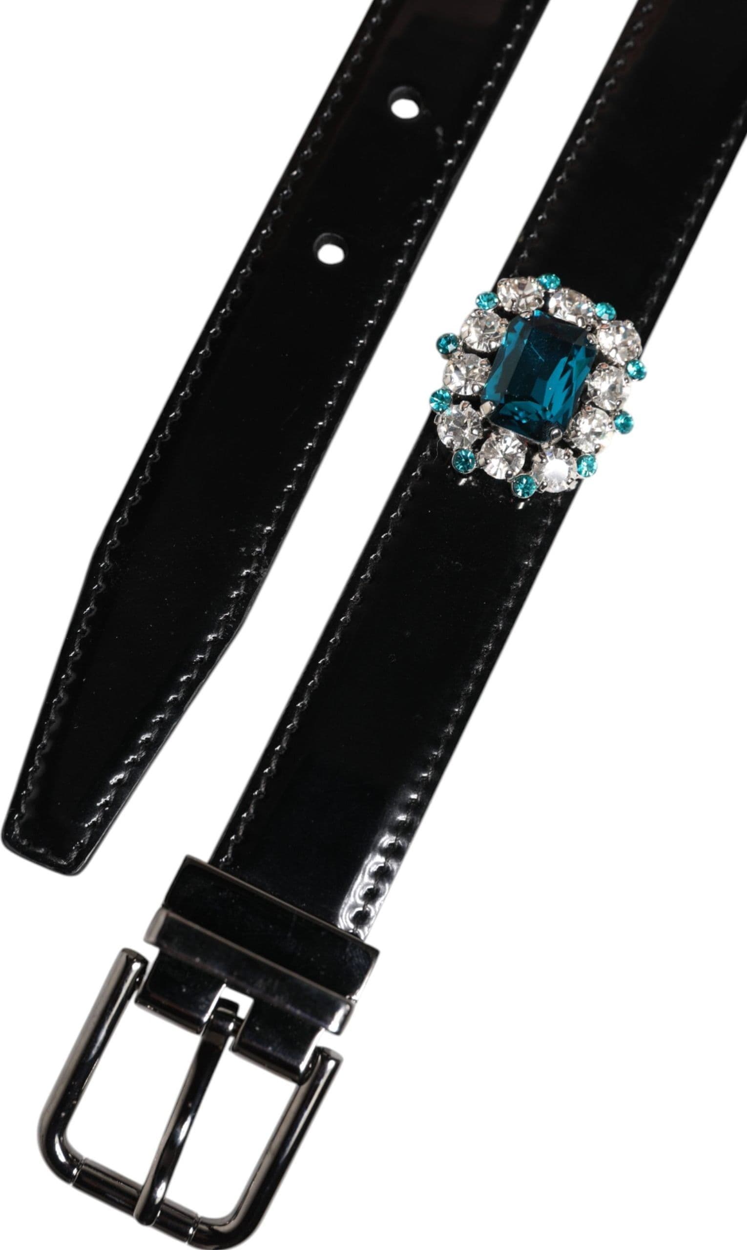 Dolce & Gabbana Black Embellished Metal Logo Buckle Belt - 5