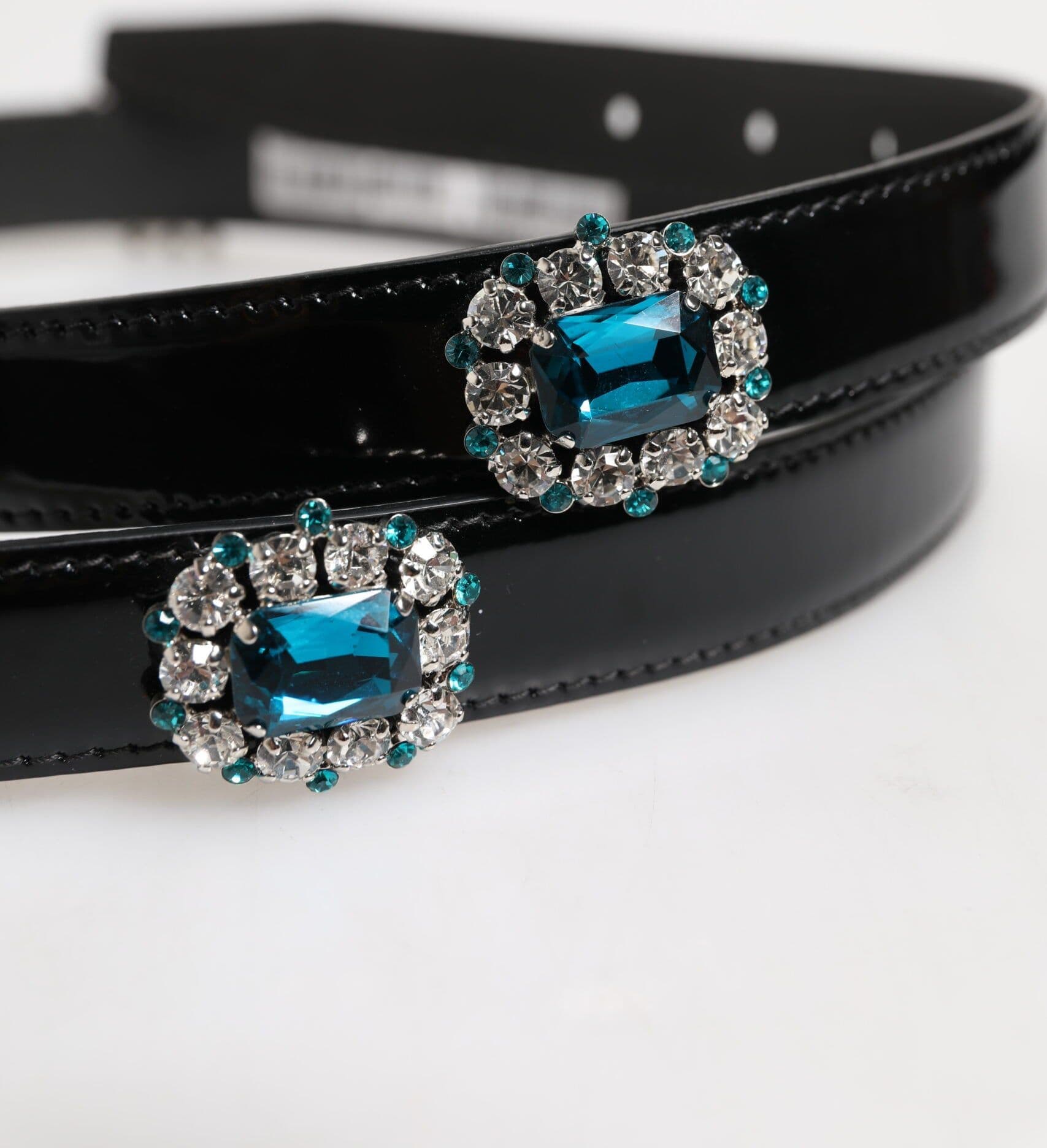 Dolce & Gabbana Black Embellished Metal Logo Buckle Belt - 6
