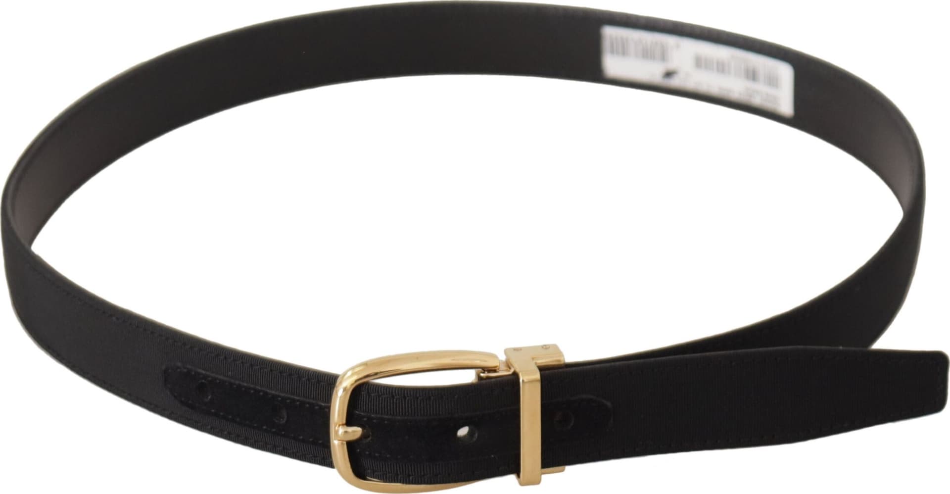 Dolce & Gabbana Black Canvas Leather Gold Metal Buckle Belt - 2