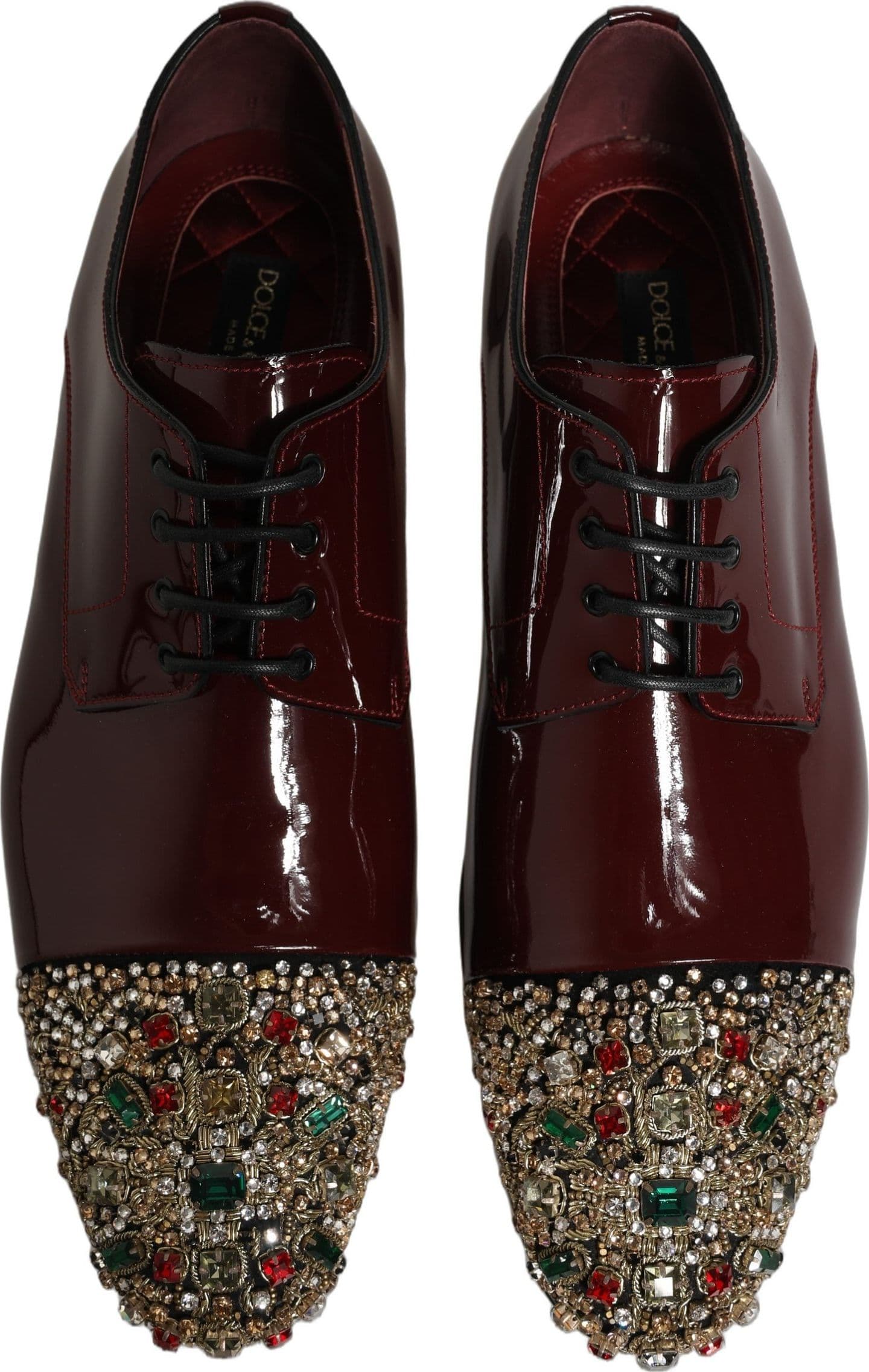 Dolce & Gabbana Maroon Embellished Derby Dress Formal Shoes - 2