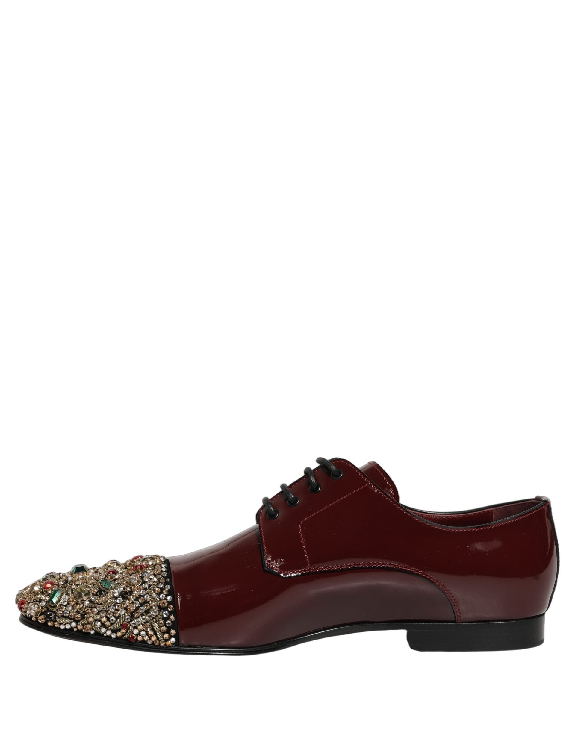 Dolce & Gabbana Maroon Embellished Derby Dress Formal Shoes - 5