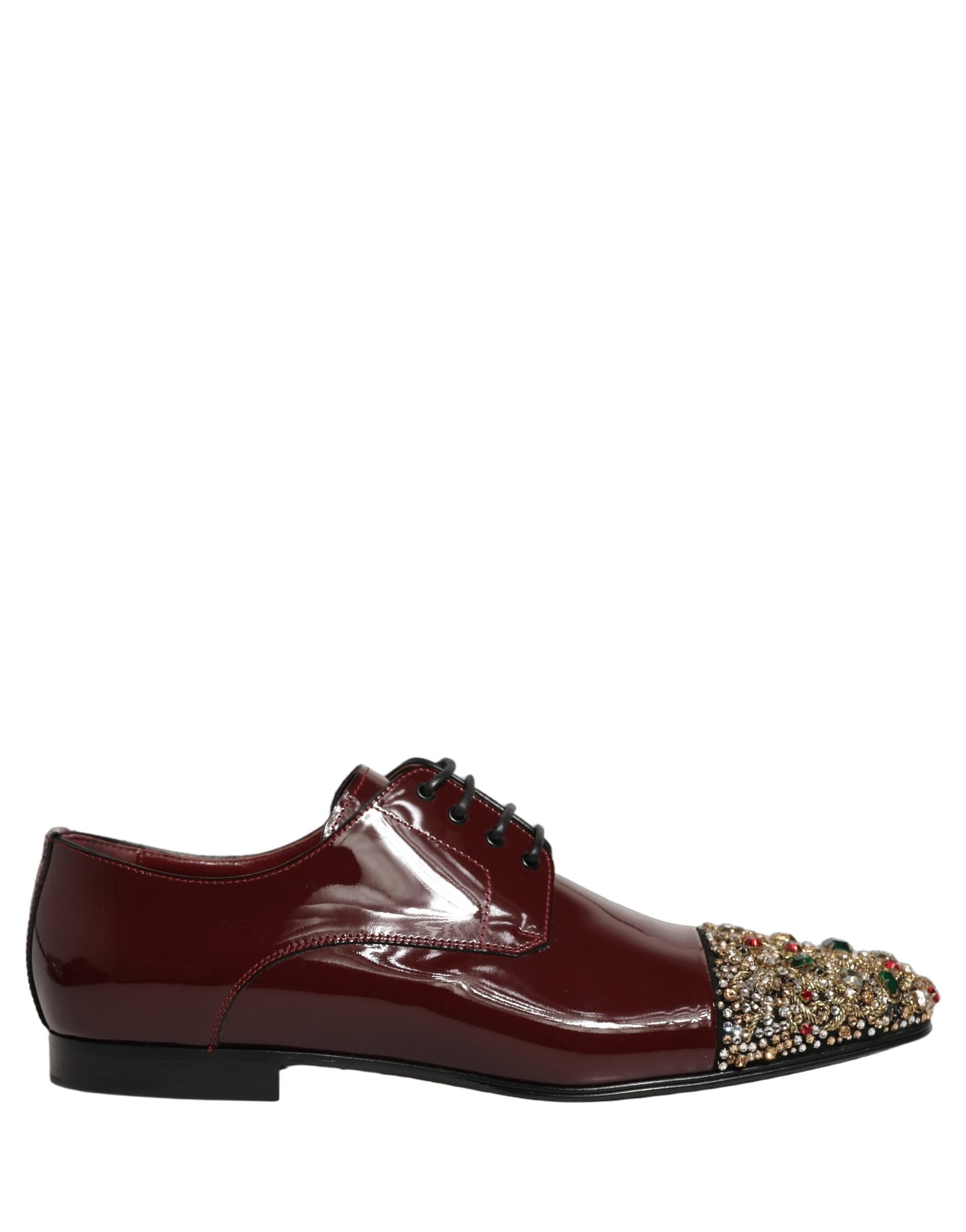 Dolce & Gabbana Maroon Embellished Derby Dress Formal Shoes - 6
