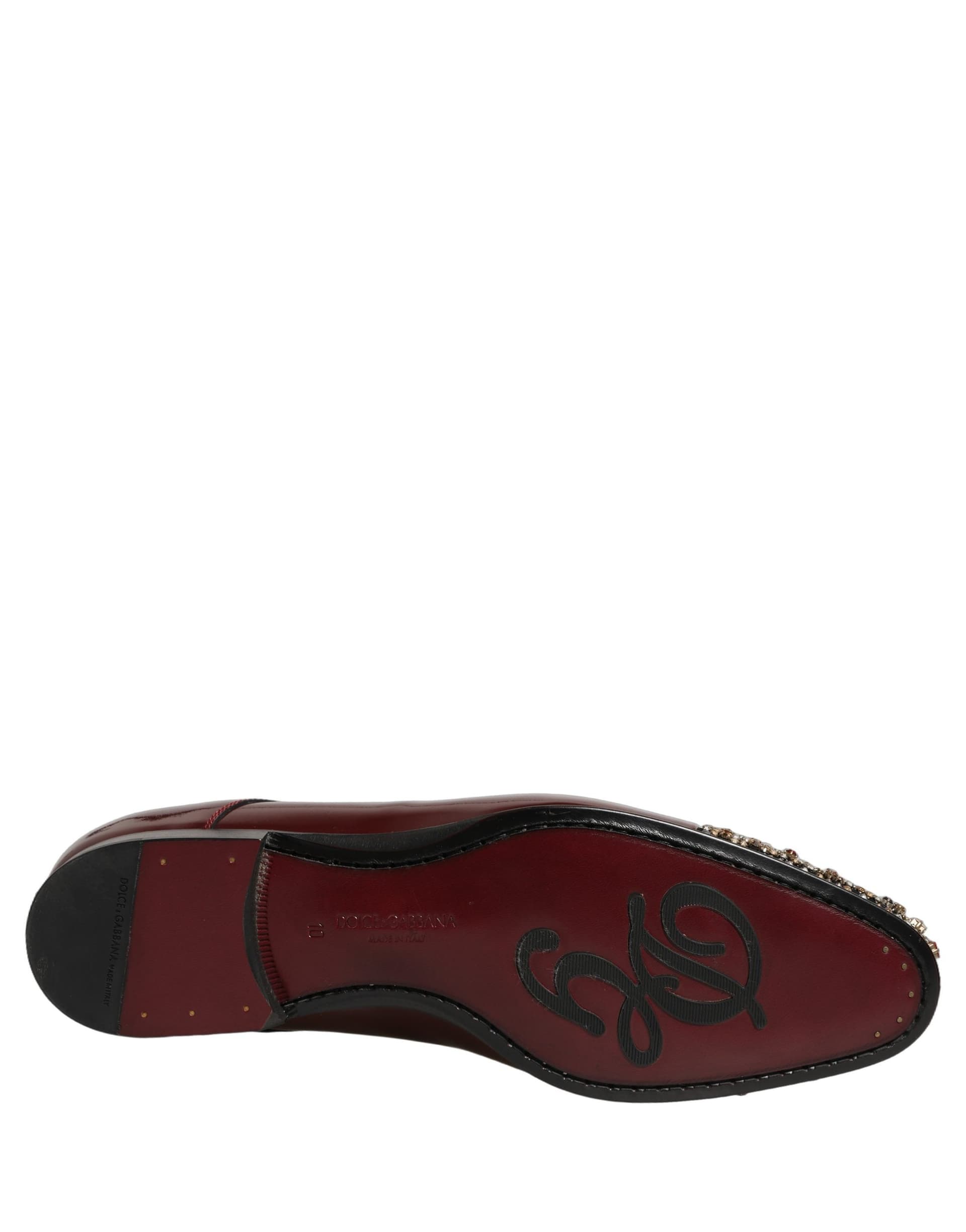 Dolce & Gabbana Maroon Embellished Derby Dress Formal Shoes - 8
