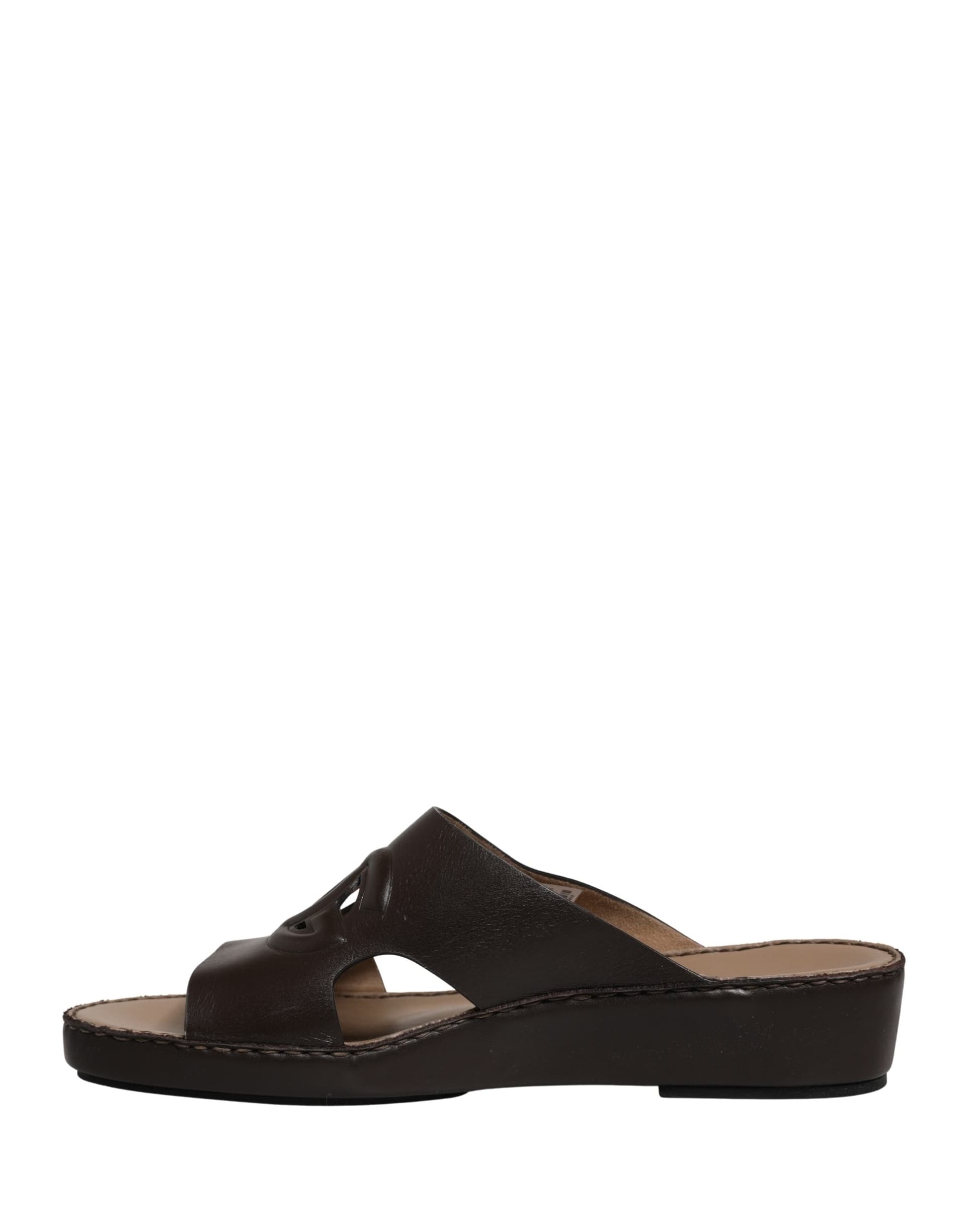 Dolce & Gabbana Brown Leather Cutout DG Logo Sandals Shoes - 2