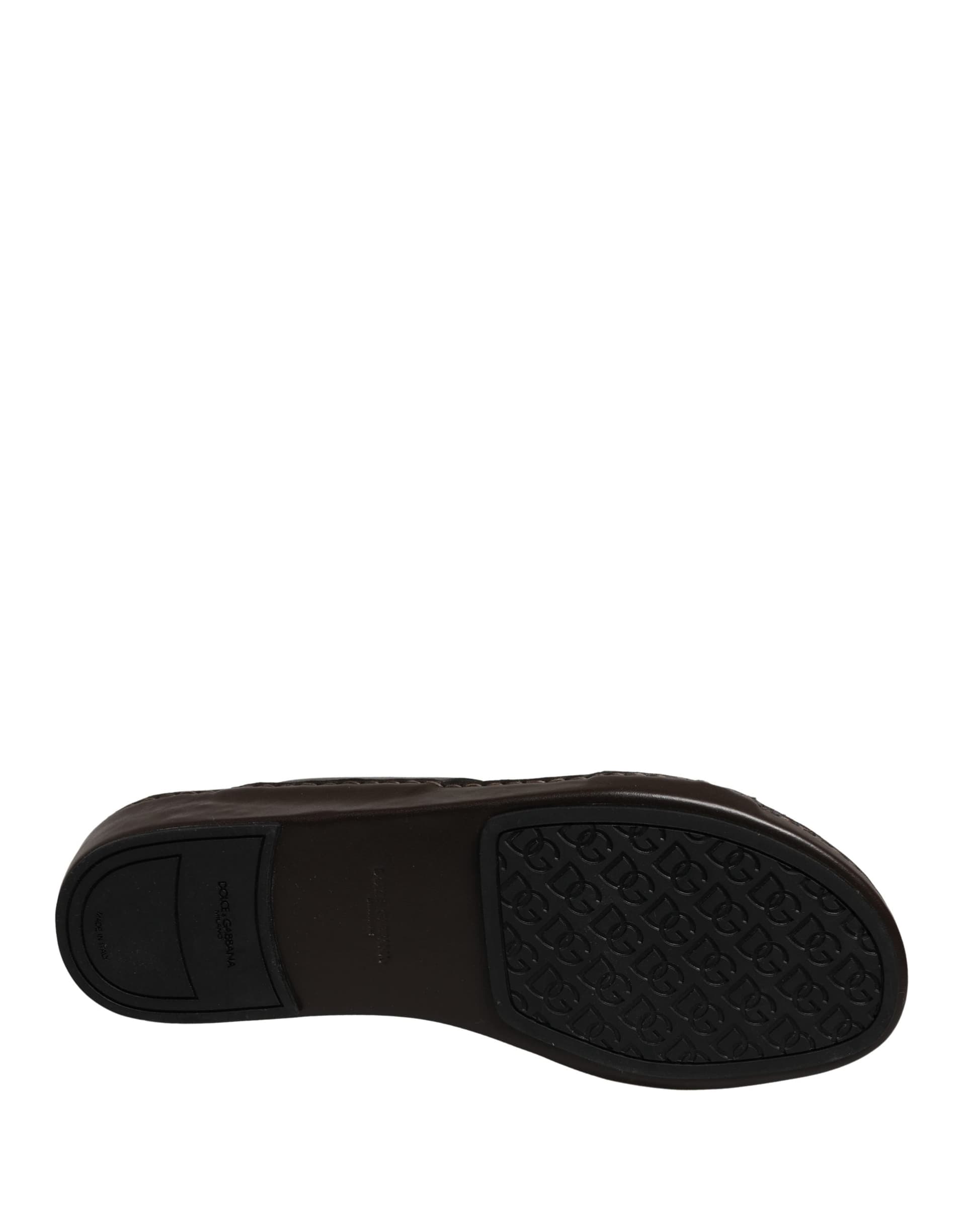 Dolce & Gabbana Brown Leather Cutout DG Logo Sandals Shoes - 5