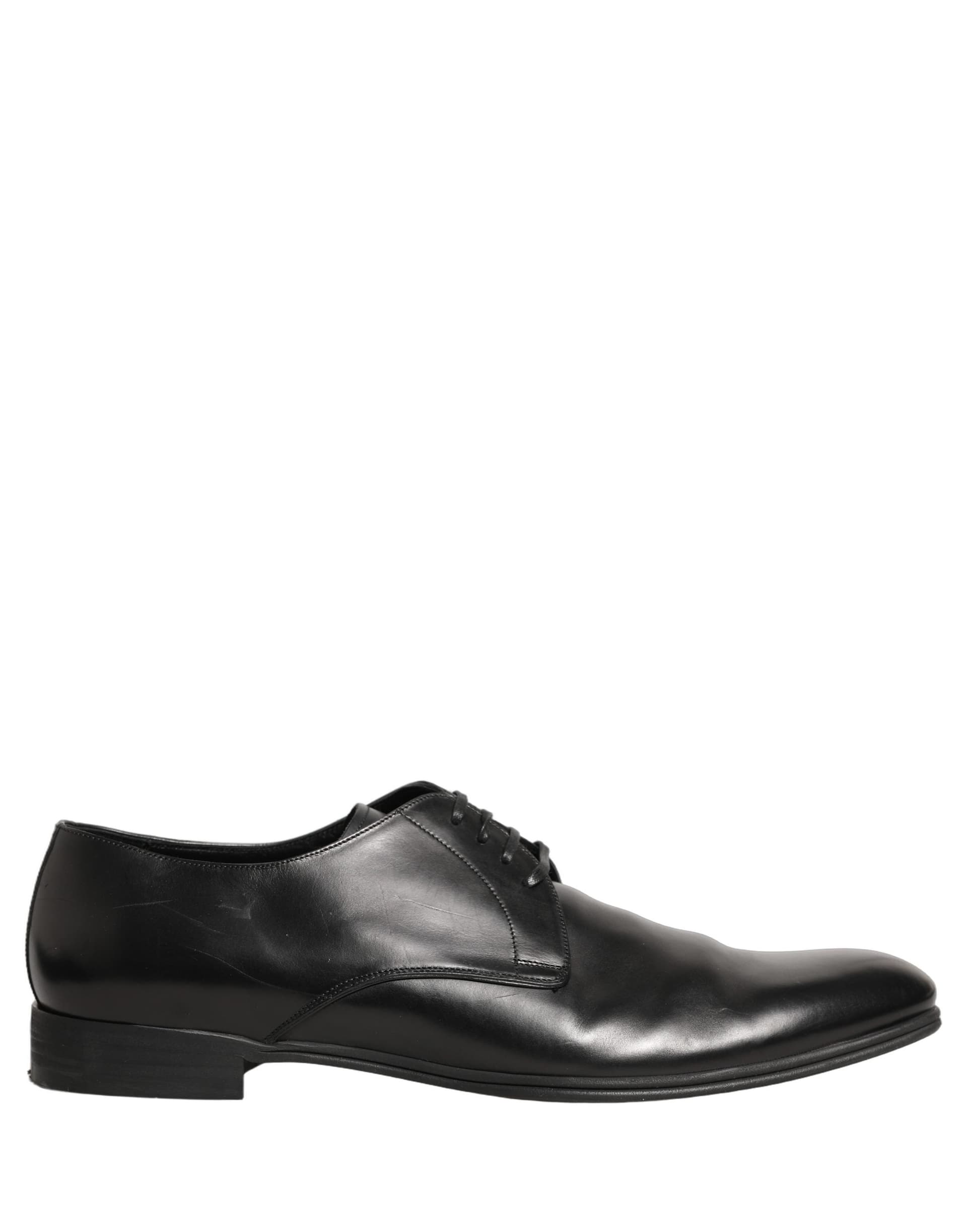 Dolce & Gabbana Black Leather Men Derby Dress Formal Shoes - 7