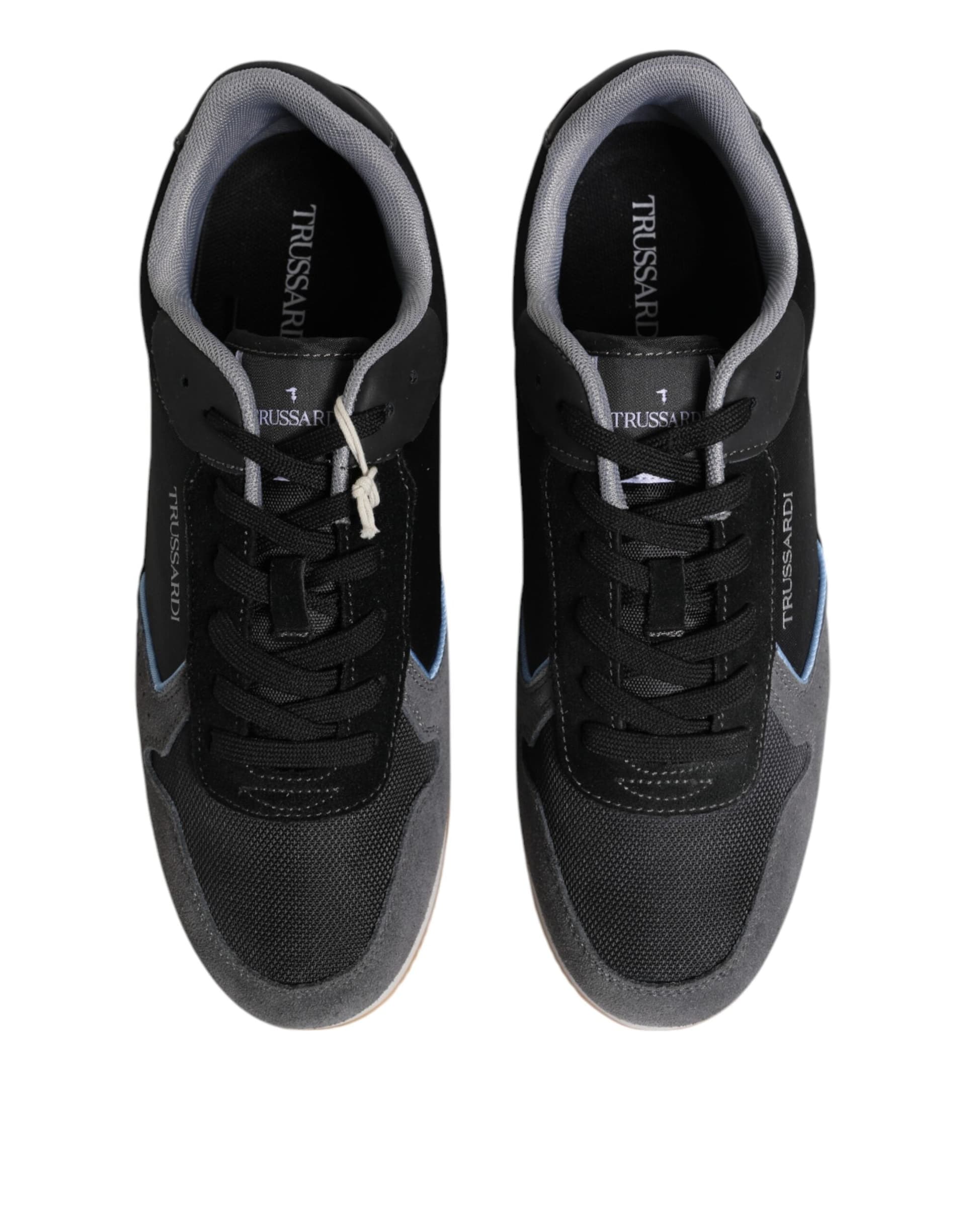 Trussardi Black Gray Lace Up Low Top Casual Sneakers Shoes - 2