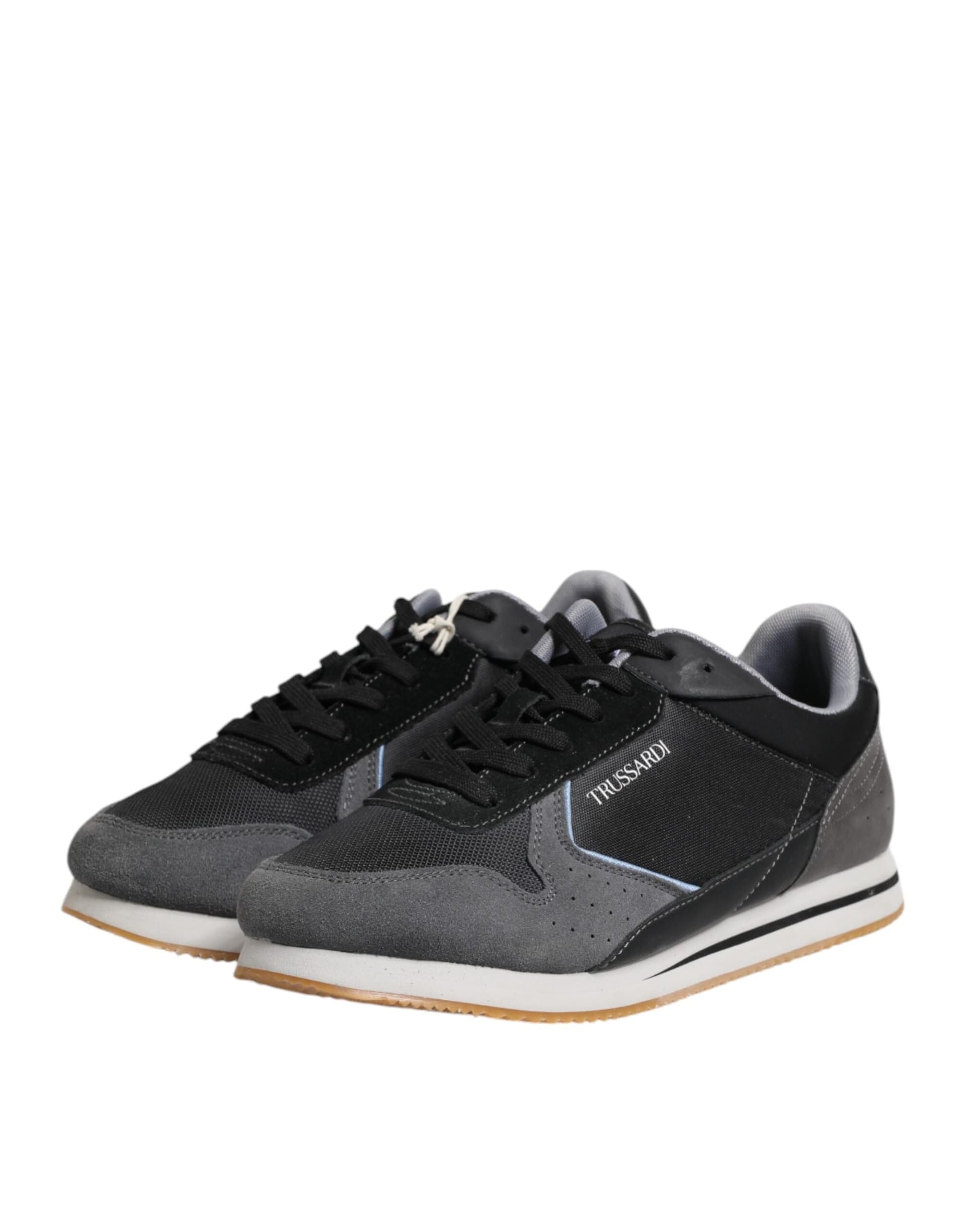 Trussardi Black Gray Lace Up Low Top Casual Sneakers Shoes - 3