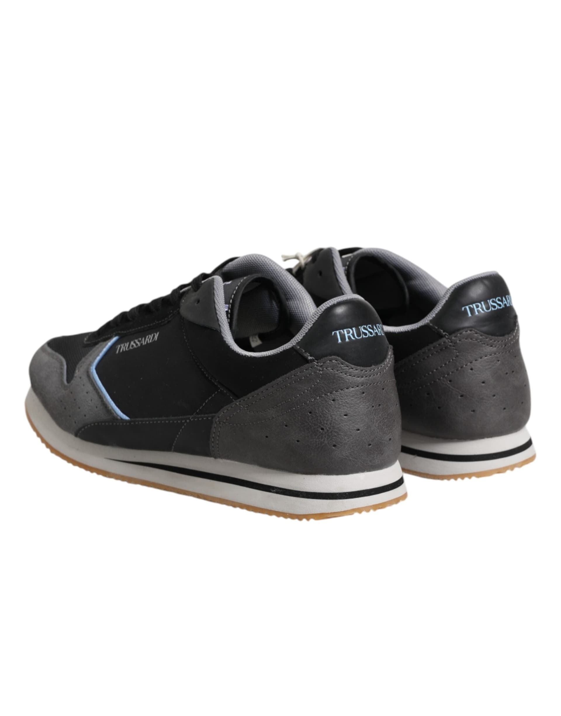 Trussardi Black Gray Lace Up Low Top Casual Sneakers Shoes - 4