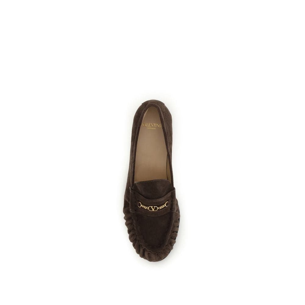 Valentino Garavani Brown Calf Leather Bos Taurus Slip-On Loafers - 4