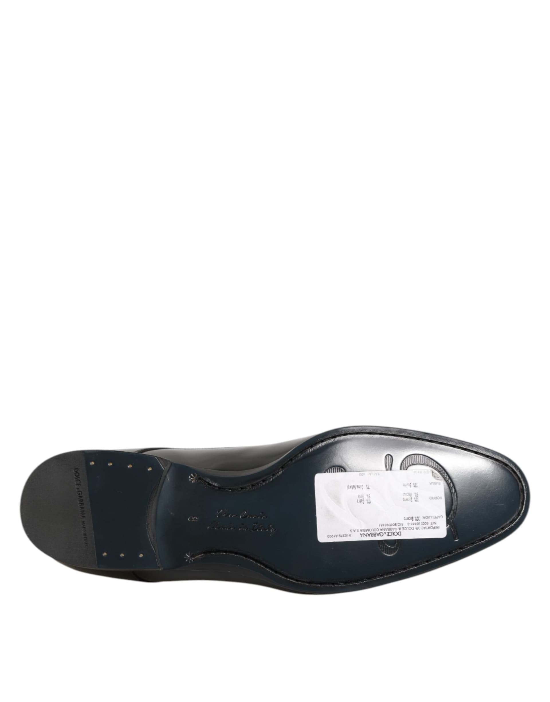 Dolce & Gabbana Black Calfskin Leather Derby Men Dress Shoes - 8