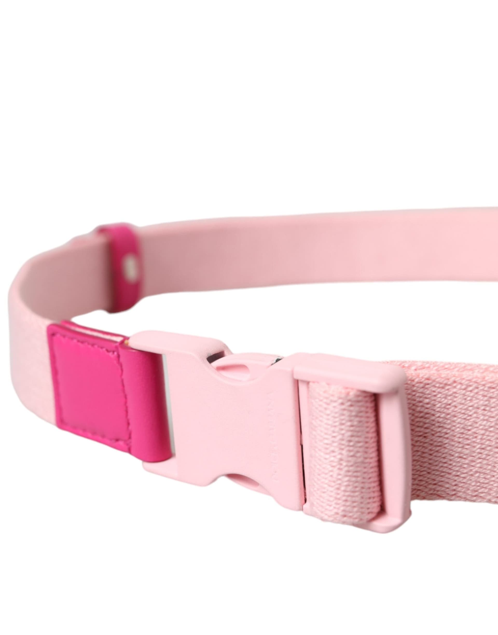 Dolce & Gabbana Pink Canvas Stretch Plastic Buckle Women Belt - 3