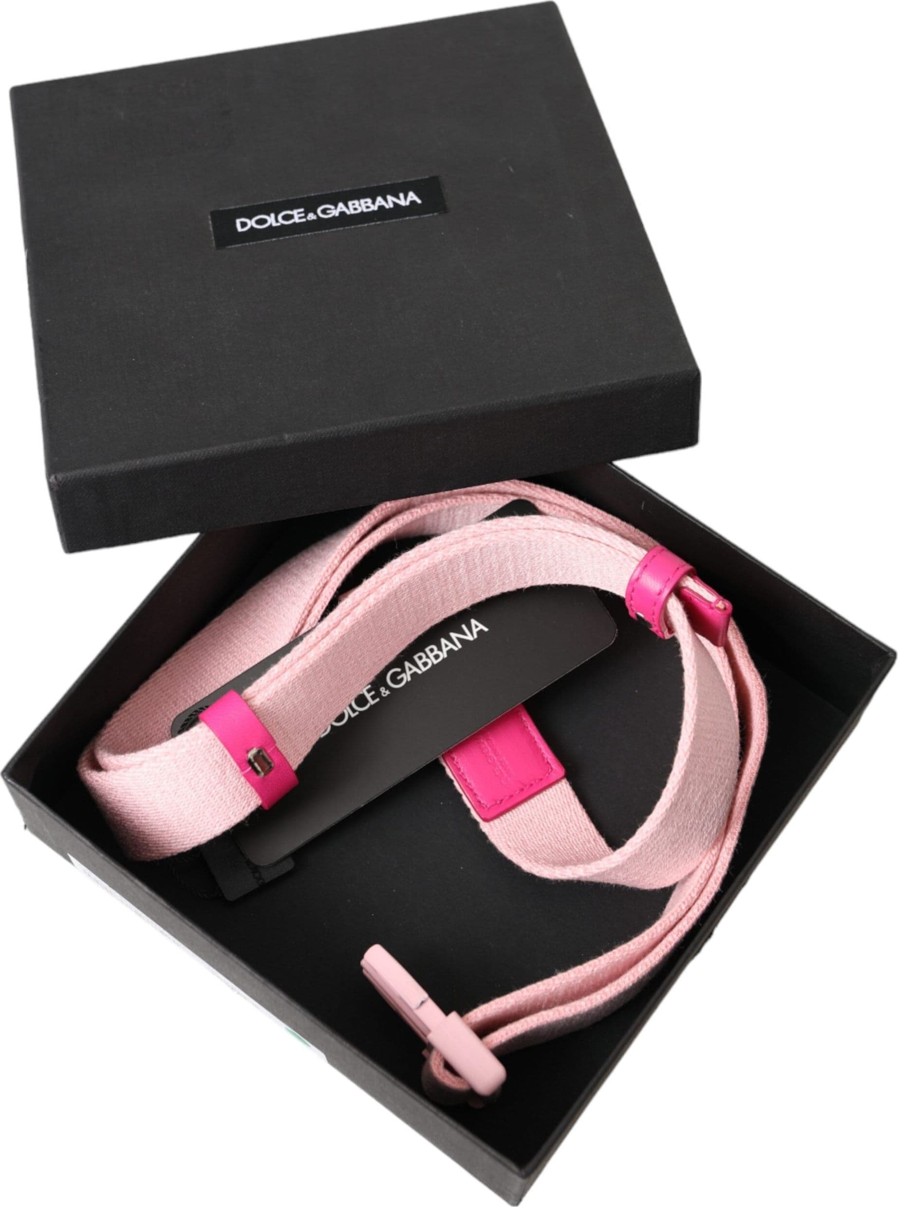 Dolce & Gabbana Pink Canvas Stretch Plastic Buckle Women Belt - 6