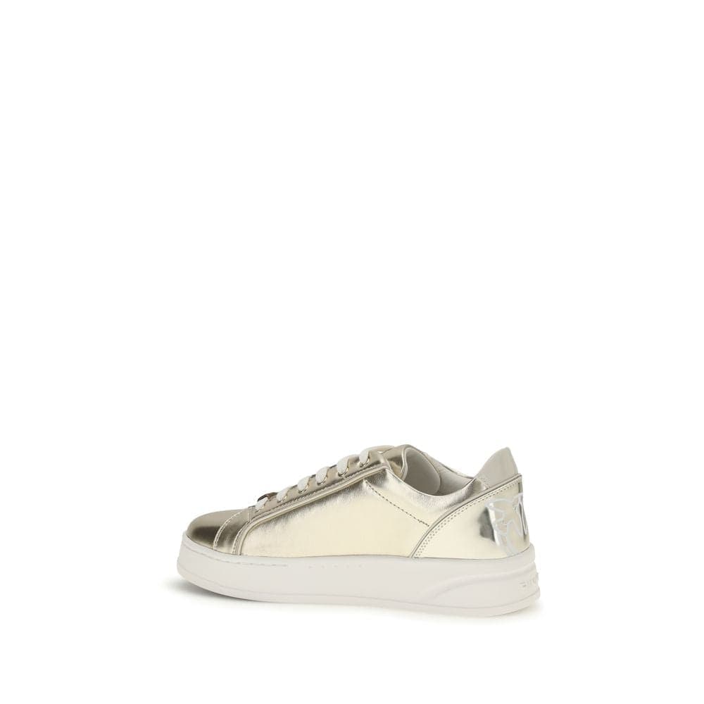 PINKO Gold Calf Leather Bos Taurus Platform Sneakers - 3