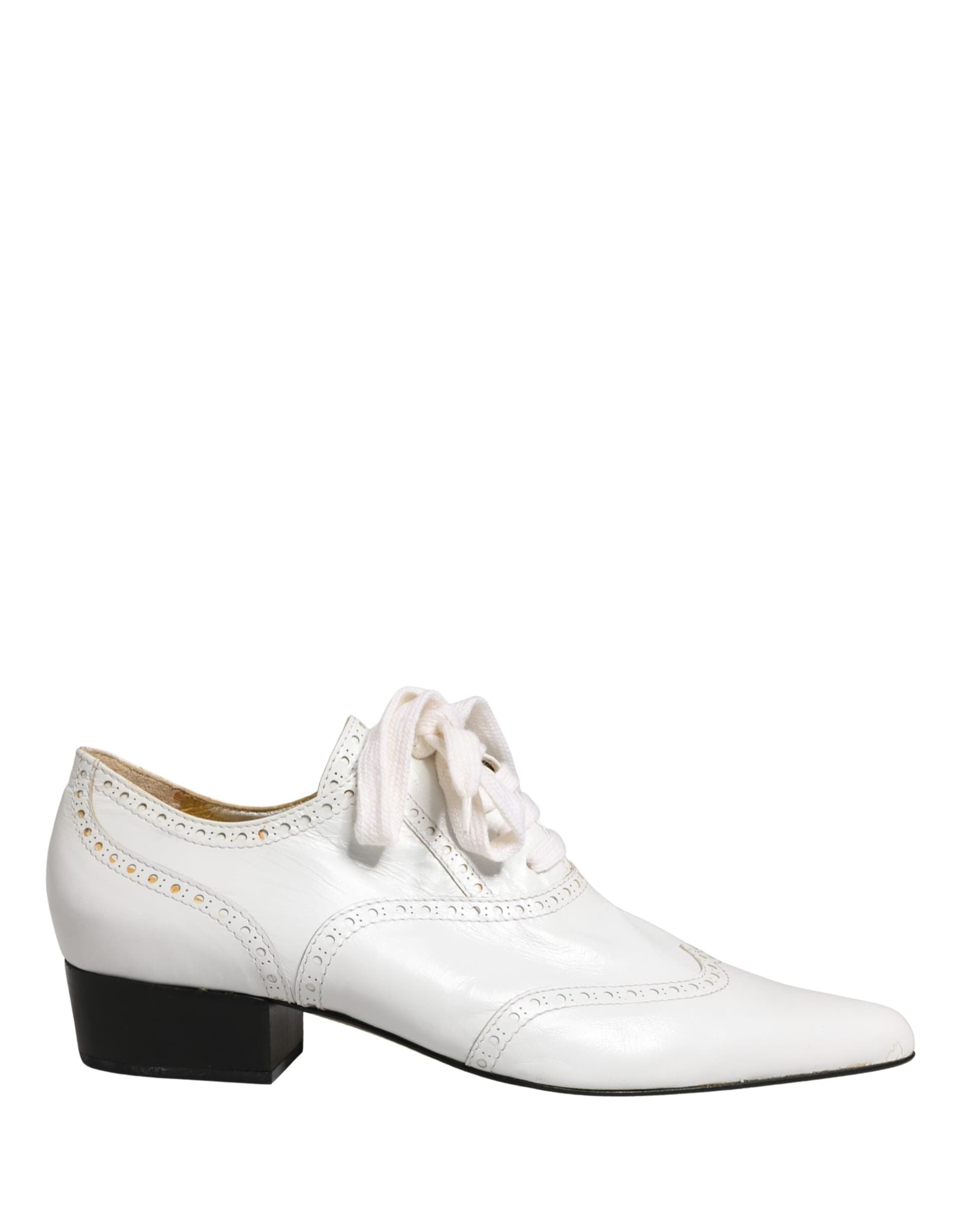 Dolce & Gabbana White Leather Brogue Oxford Lace Up Shoes - 2