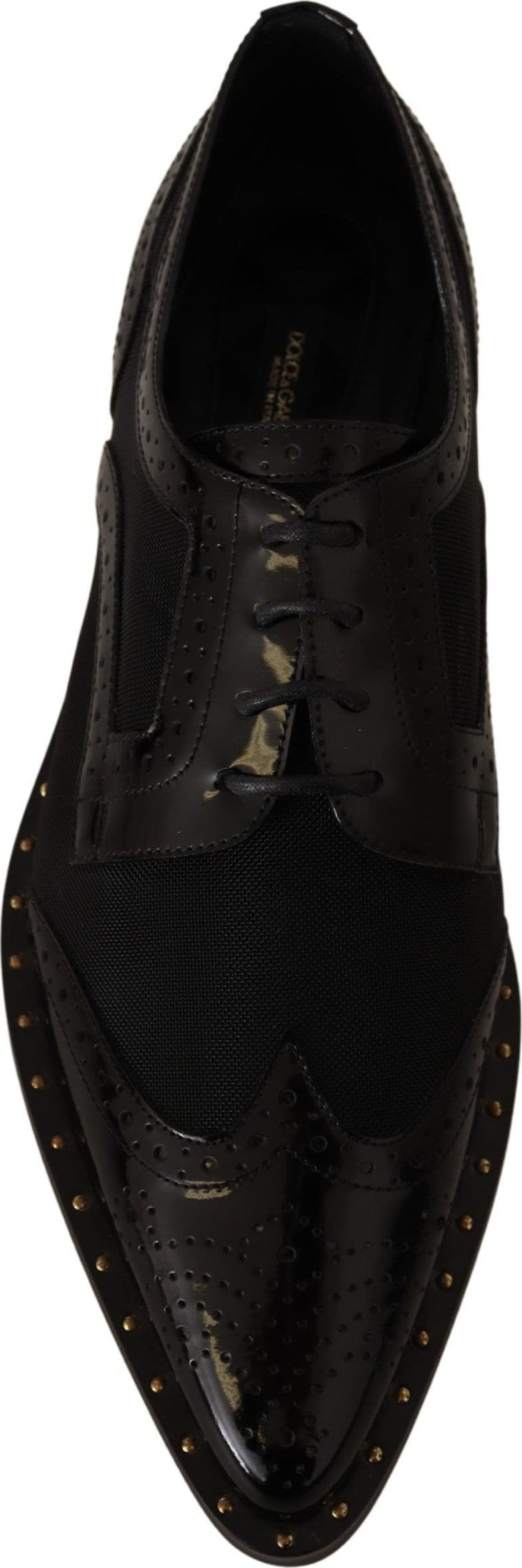 Dolce & Gabbana Black Leather Broques Sheer Wingtip Shoes - 6