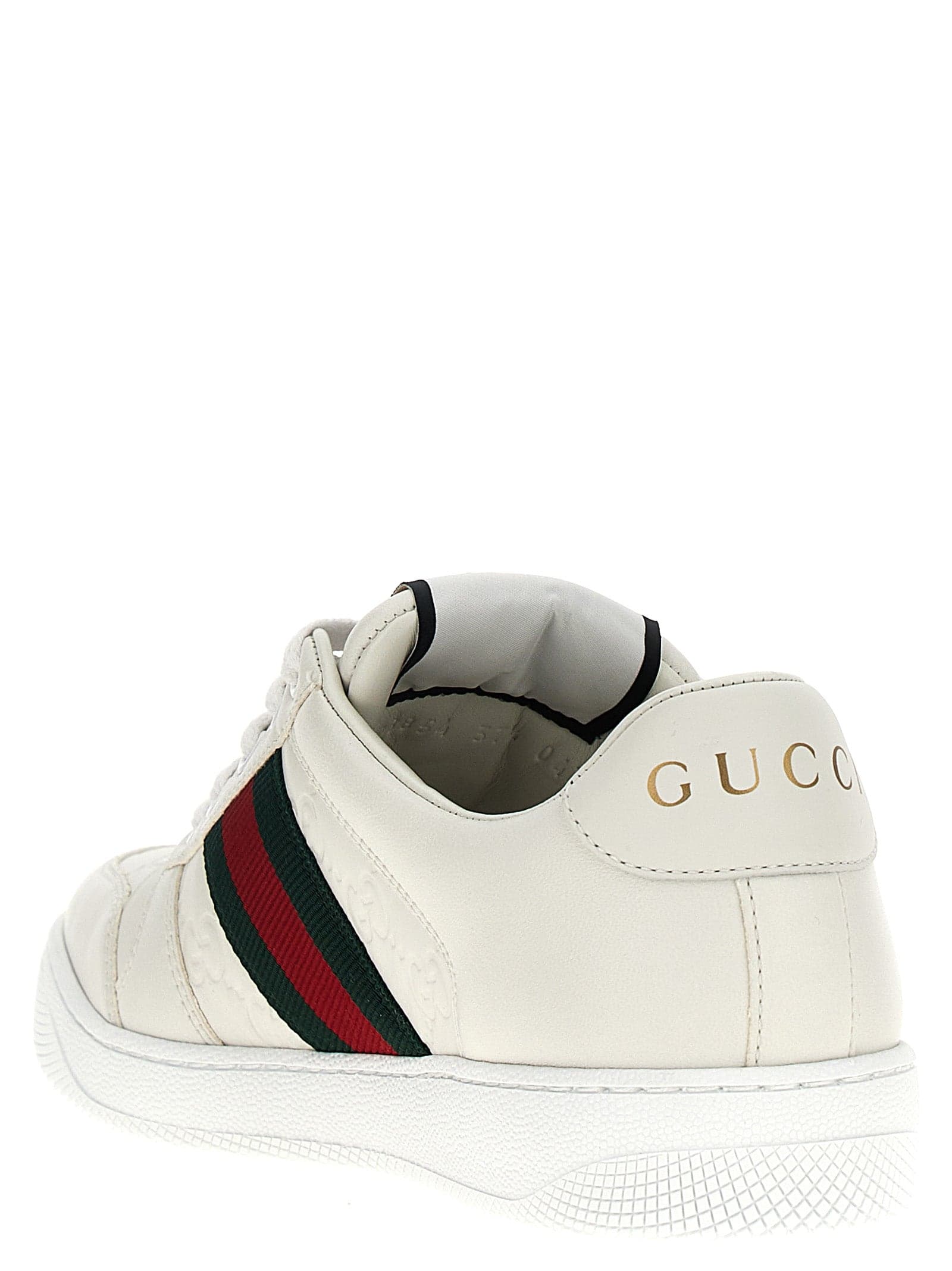 Gucci White Lamb Leather Low Top Sneakers - 3