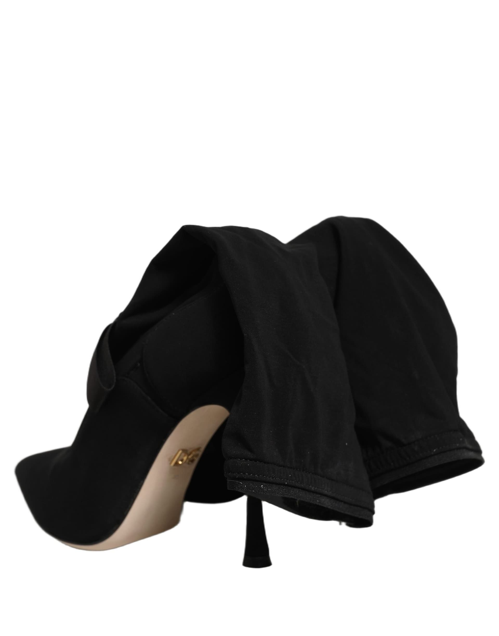 Dolce & Gabbana Black Stiletto Heels Mid Calf Boots Shoes - 2
