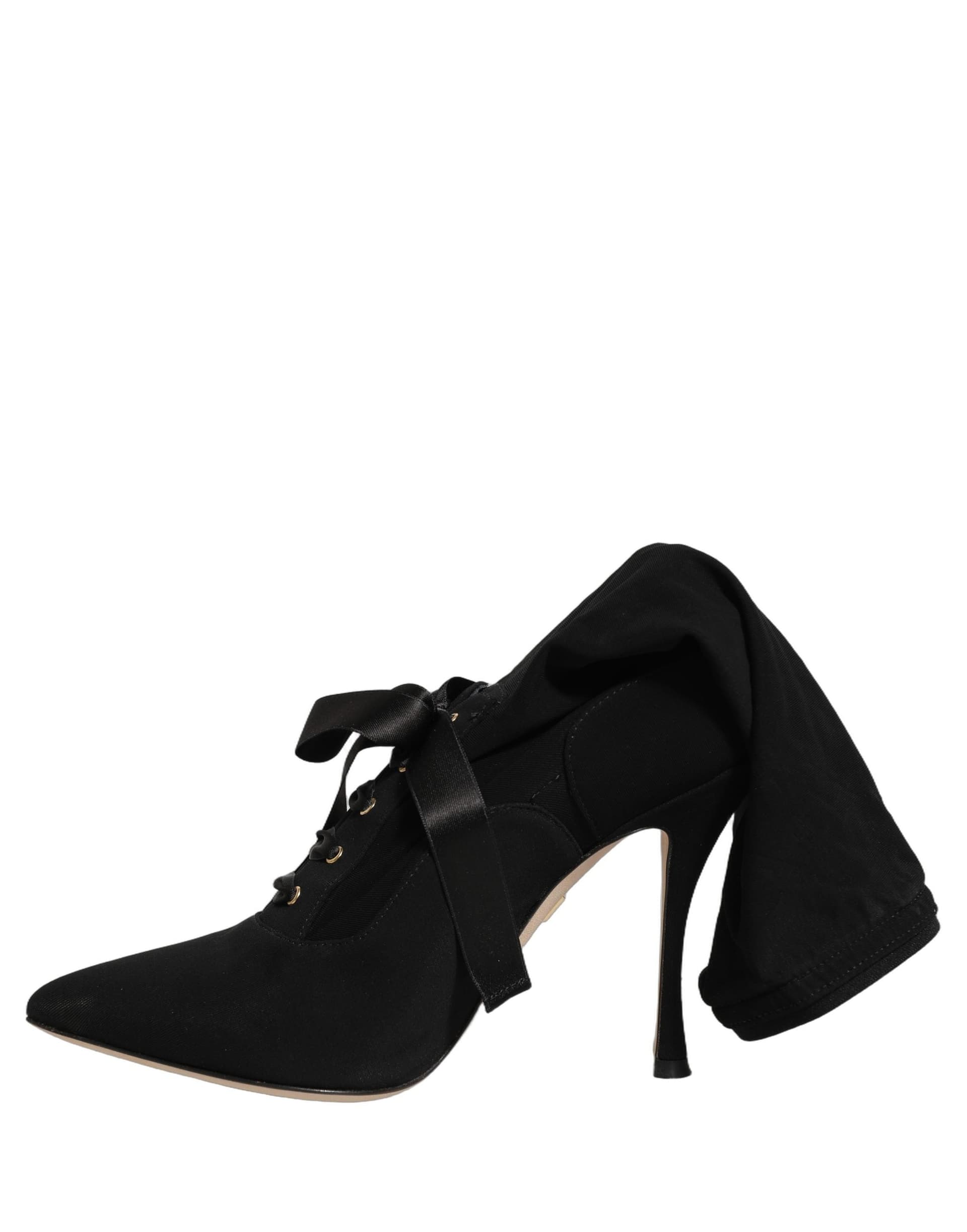 Dolce & Gabbana Black Stiletto Heels Mid Calf Boots Shoes - 3