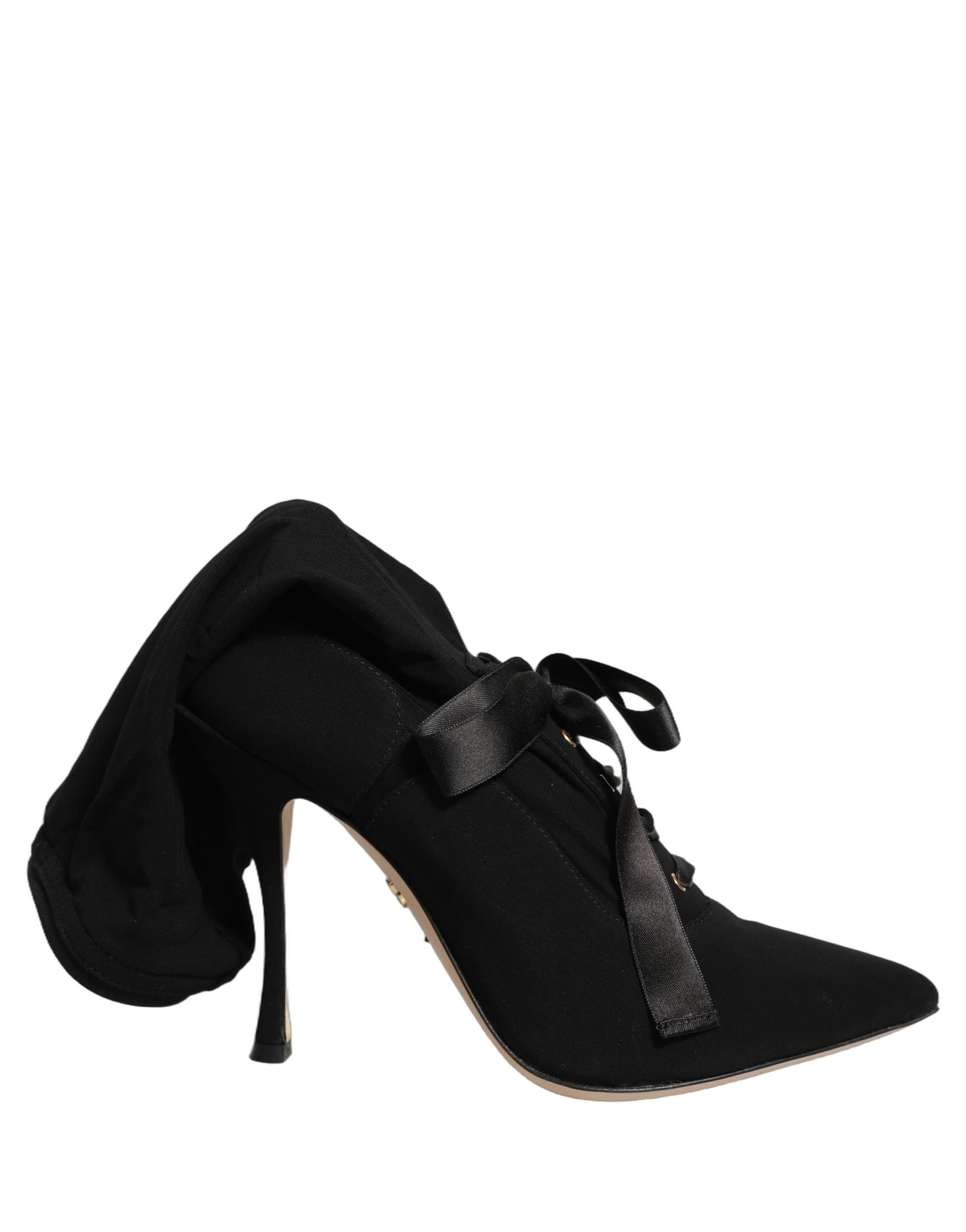 Dolce & Gabbana Black Stiletto Heels Mid Calf Boots Shoes - 6