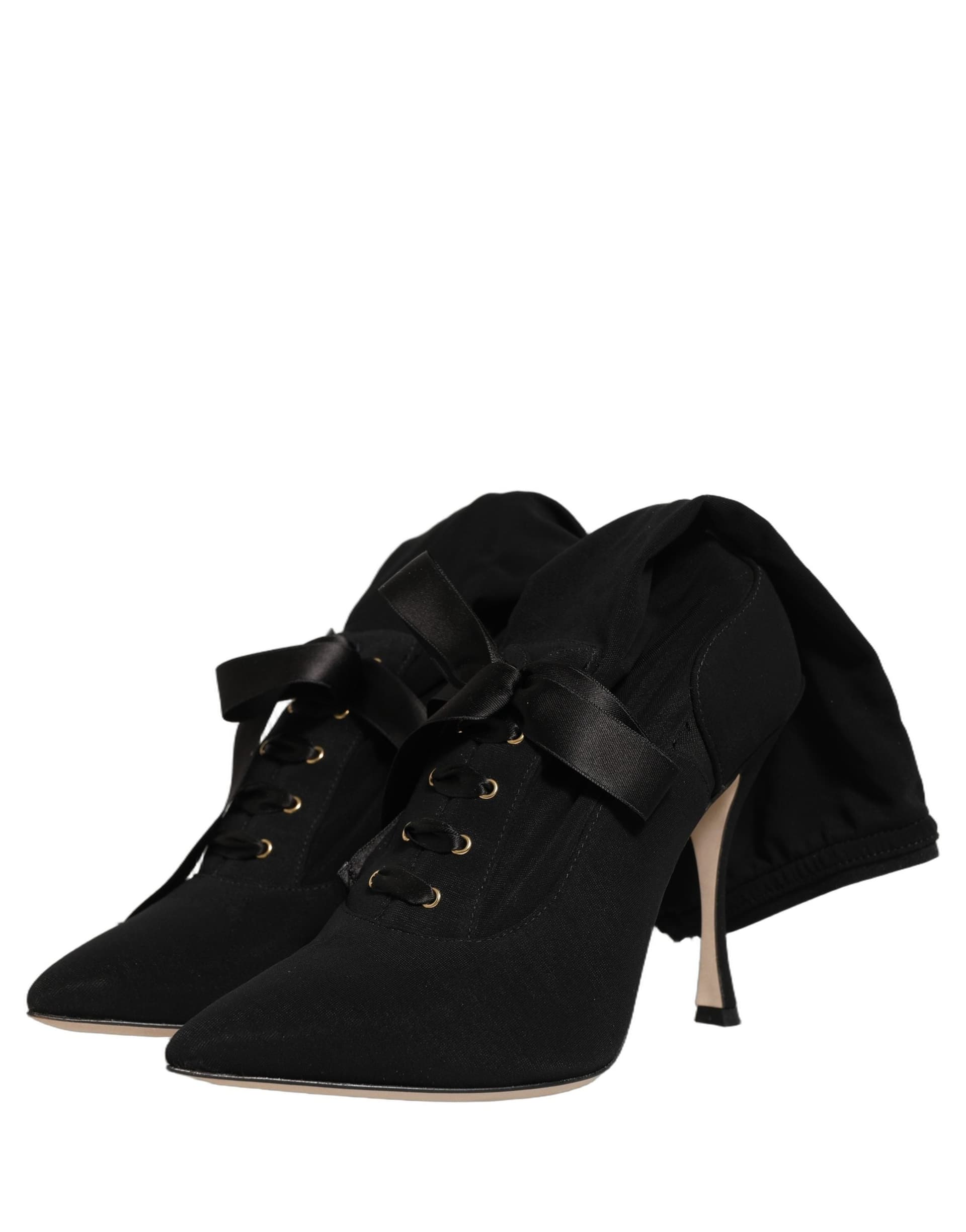 Dolce & Gabbana Black Stiletto Heels Mid Calf Boots Shoes - 7