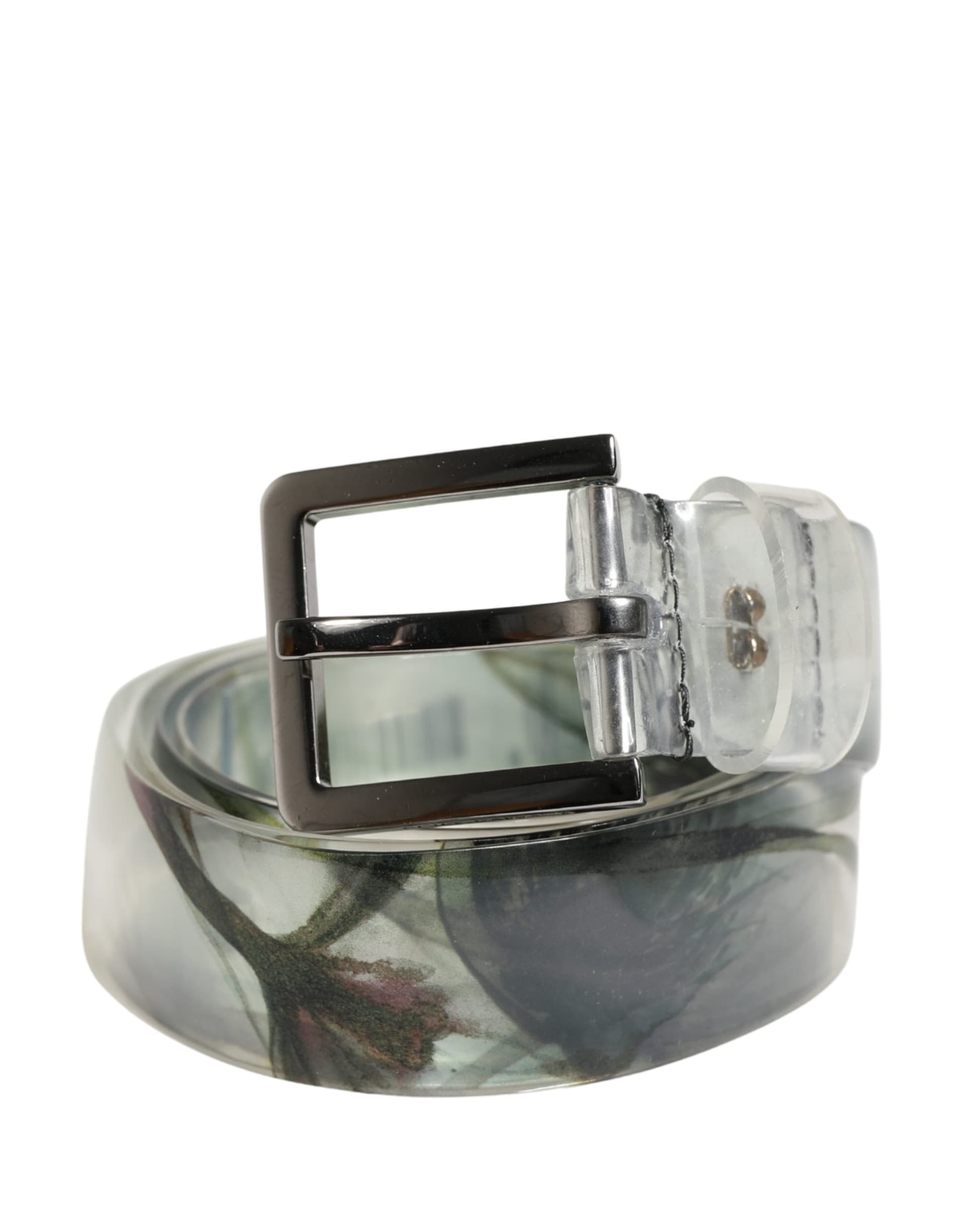 Dolce & Gabbana Men White Floral PVC Silver Metal Buckle Belt - 2