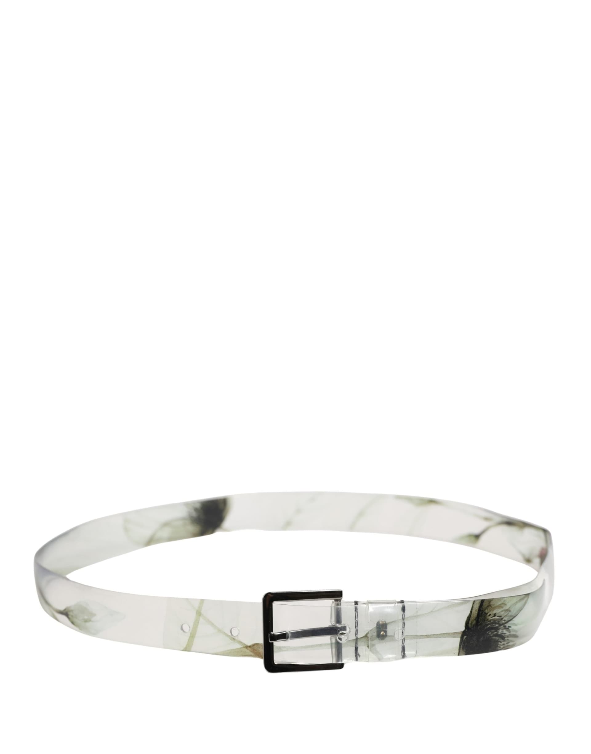 Dolce & Gabbana Men White Floral PVC Silver Metal Buckle Belt - 3