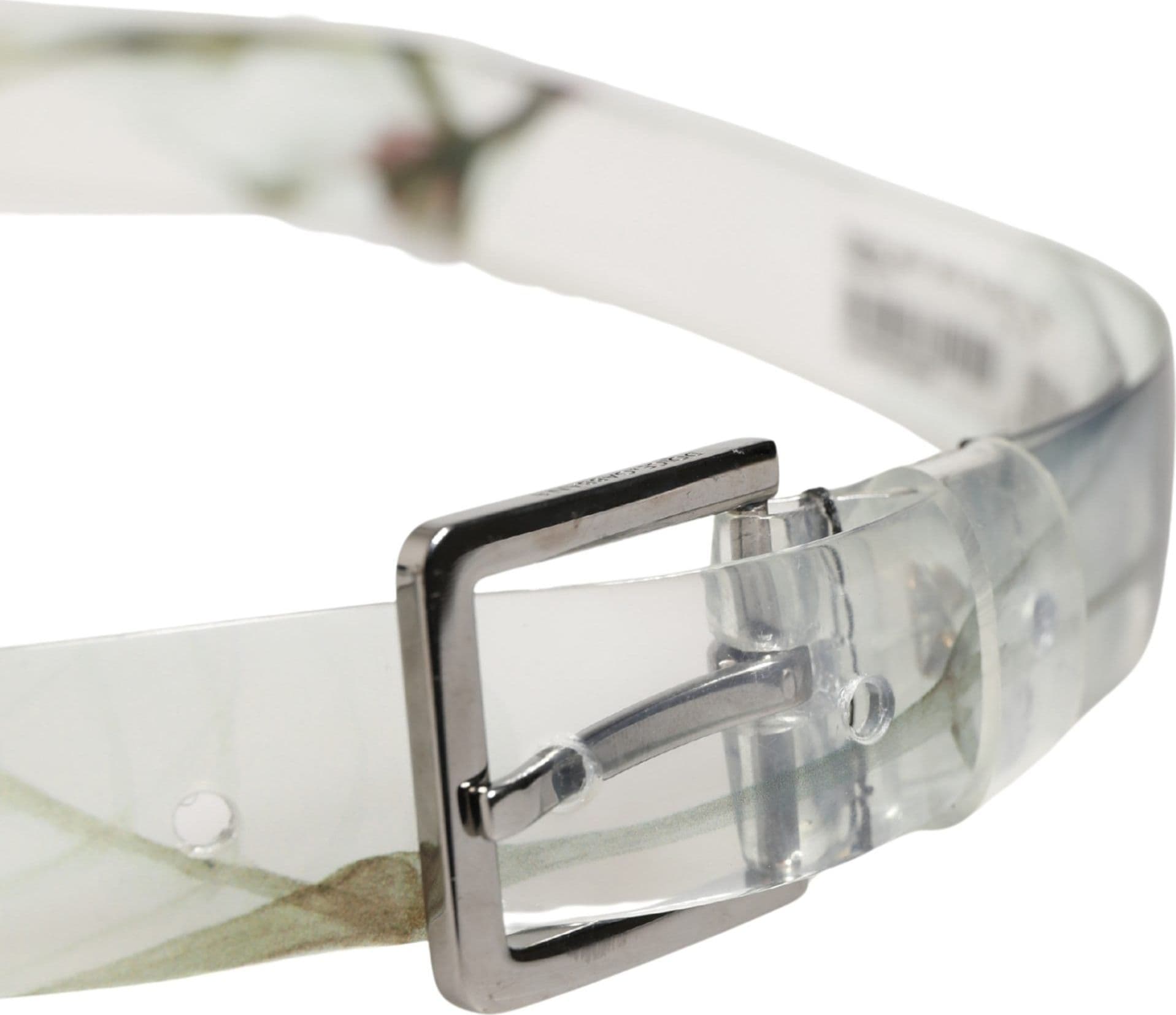 Dolce & Gabbana Men White Floral PVC Silver Metal Buckle Belt - 4