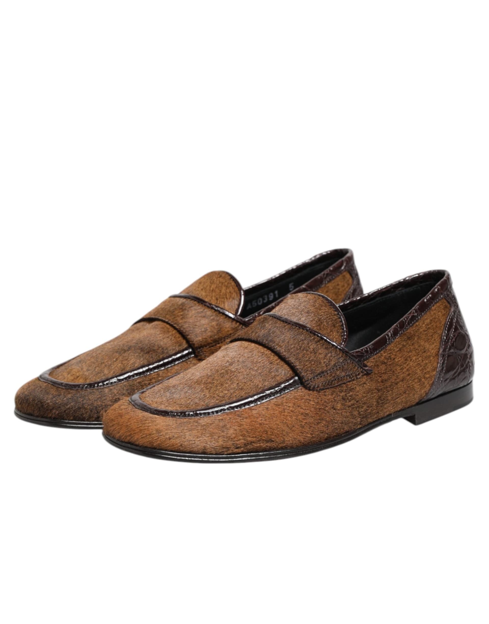 Dolce & Gabbana Brown Loafers Leather Slip On Men Dress Shoes - 3