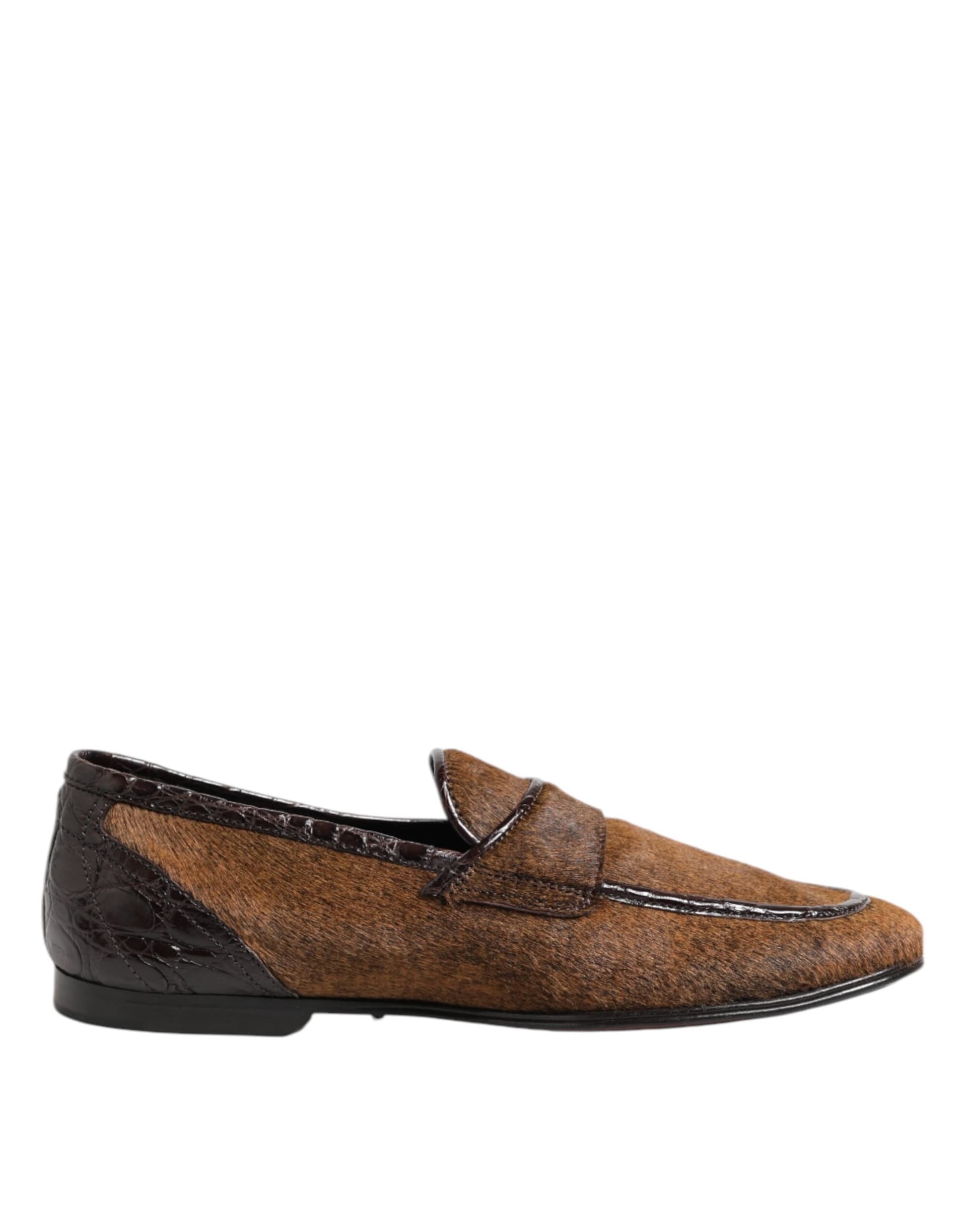 Dolce & Gabbana Brown Loafers Leather Slip On Men Dress Shoes - 6