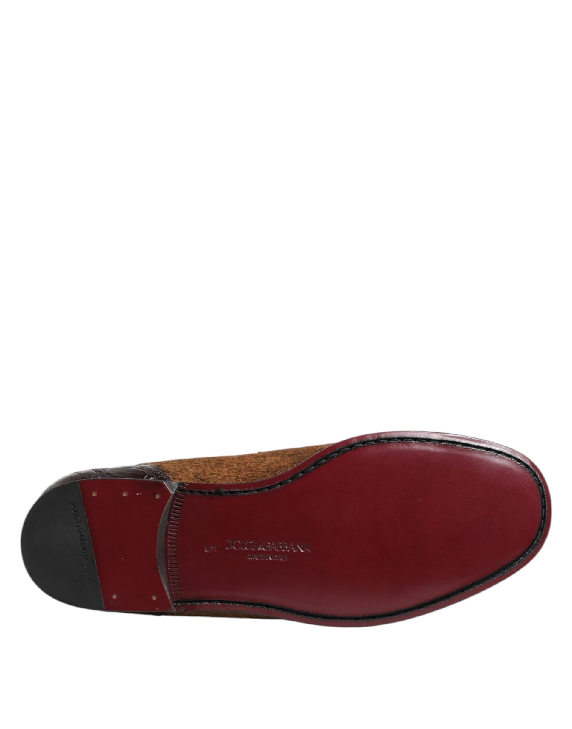 Dolce & Gabbana Brown Loafers Leather Slip On Men Dress Shoes - 8
