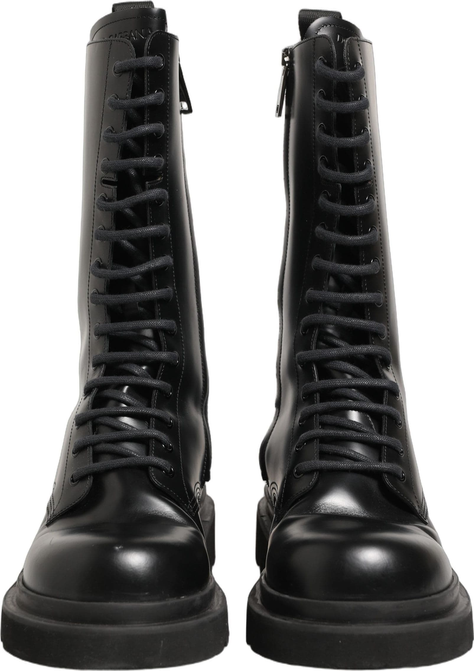 Dolce & Gabbana Black Leather Lace Up Men Combat Boots Shoes - 2