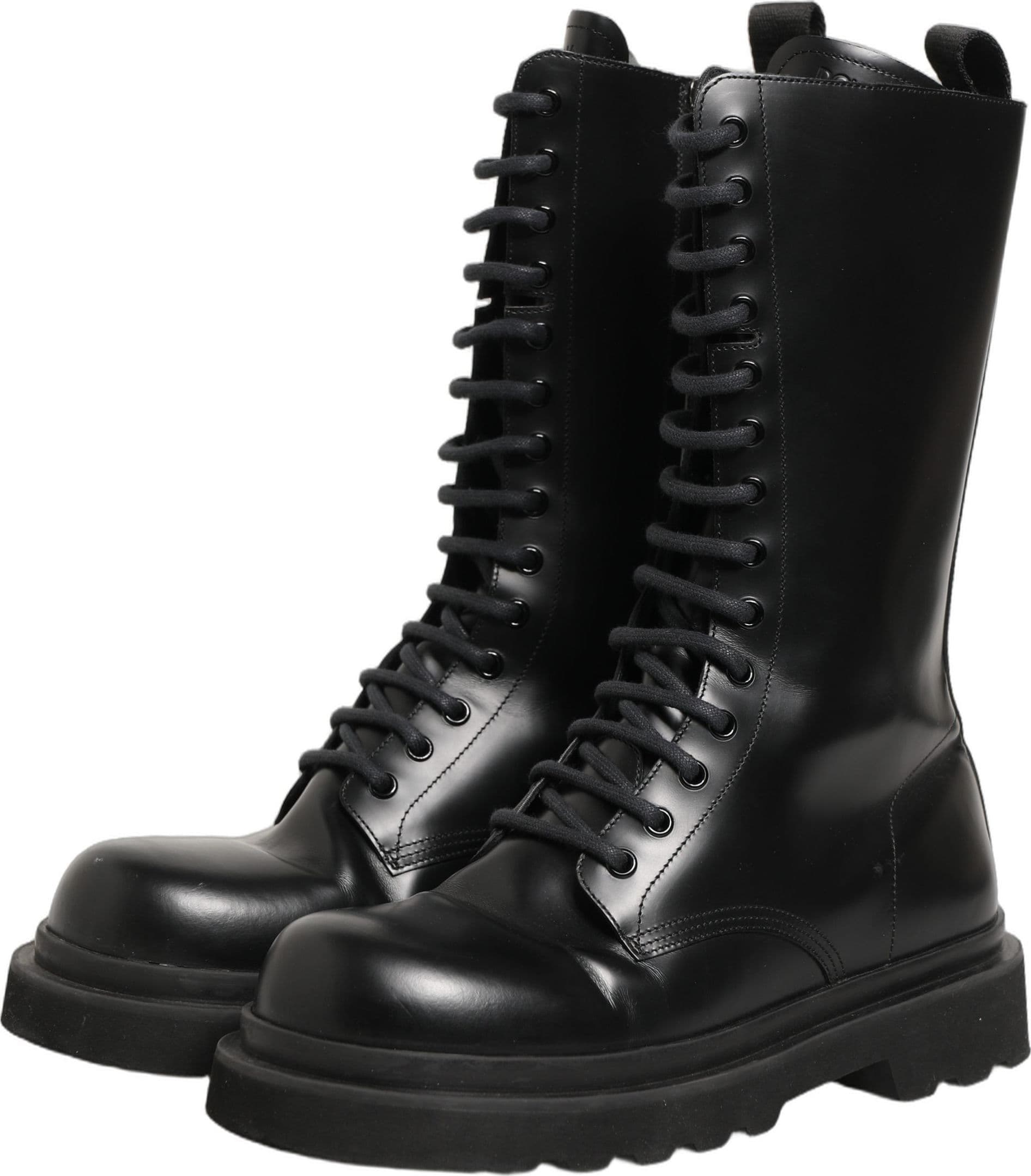 Dolce & Gabbana Black Leather Lace Up Men Combat Boots Shoes - 4