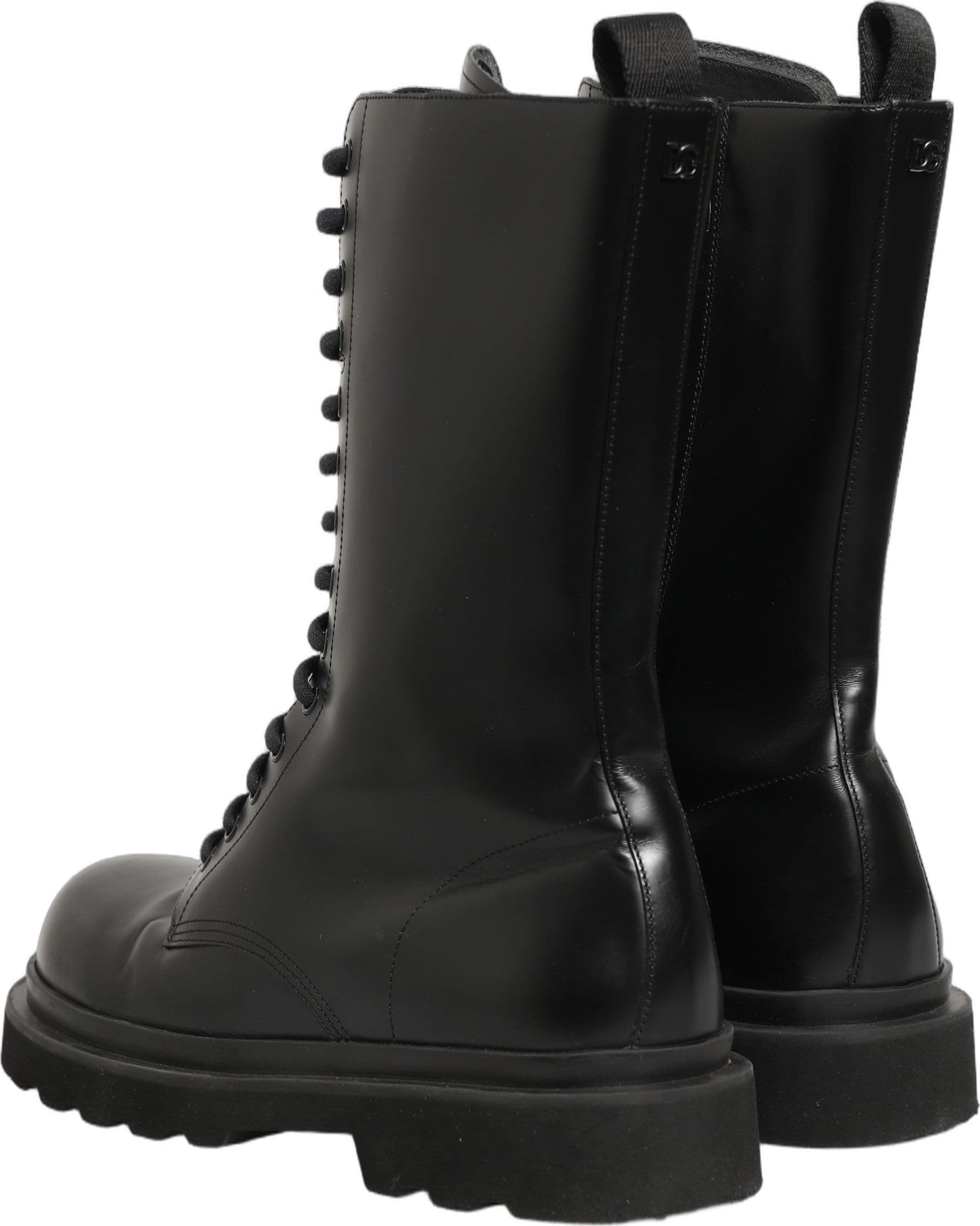 Dolce & Gabbana Black Leather Lace Up Men Combat Boots Shoes - 5