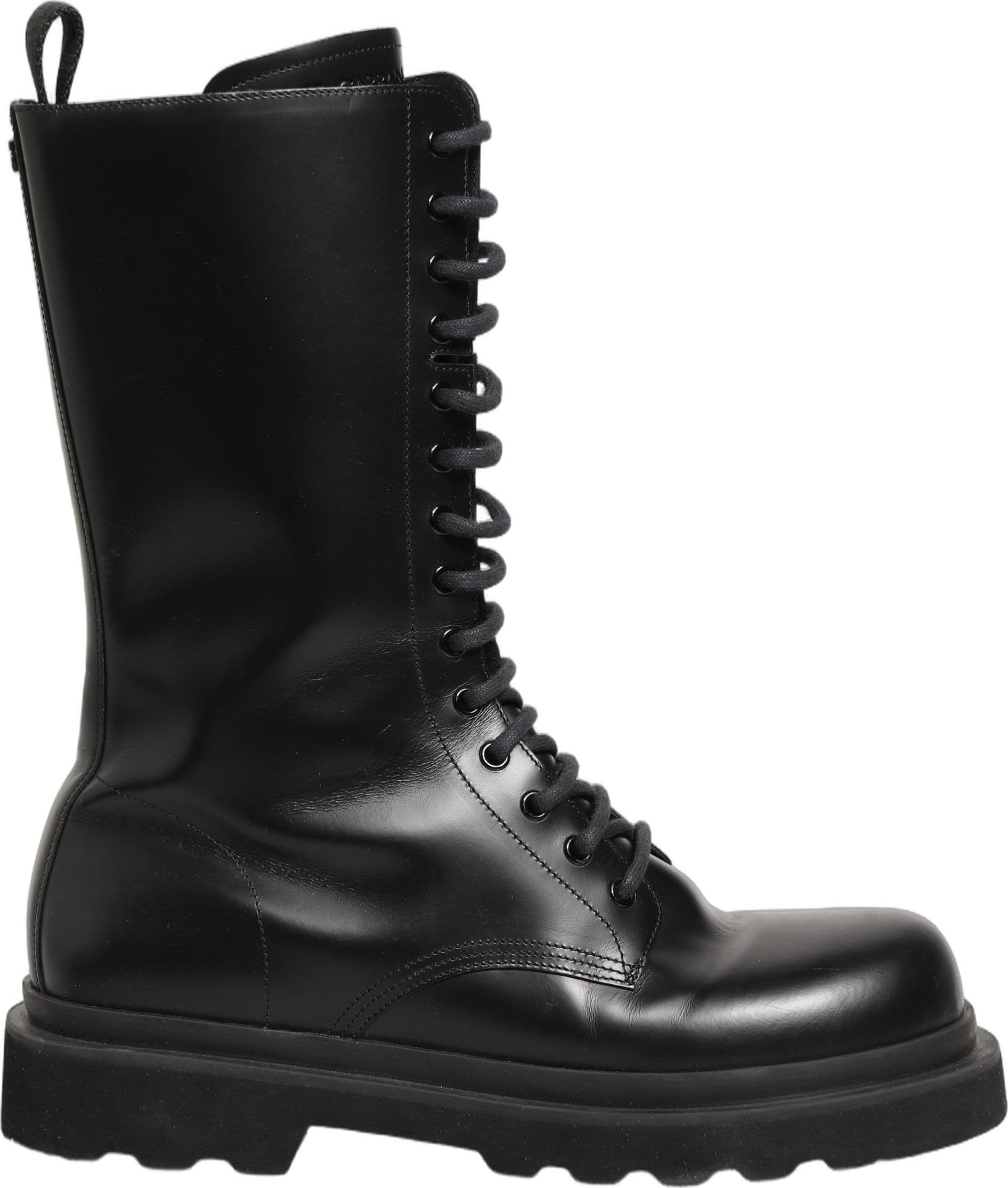 Dolce & Gabbana Black Leather Lace Up Men Combat Boots Shoes - 7