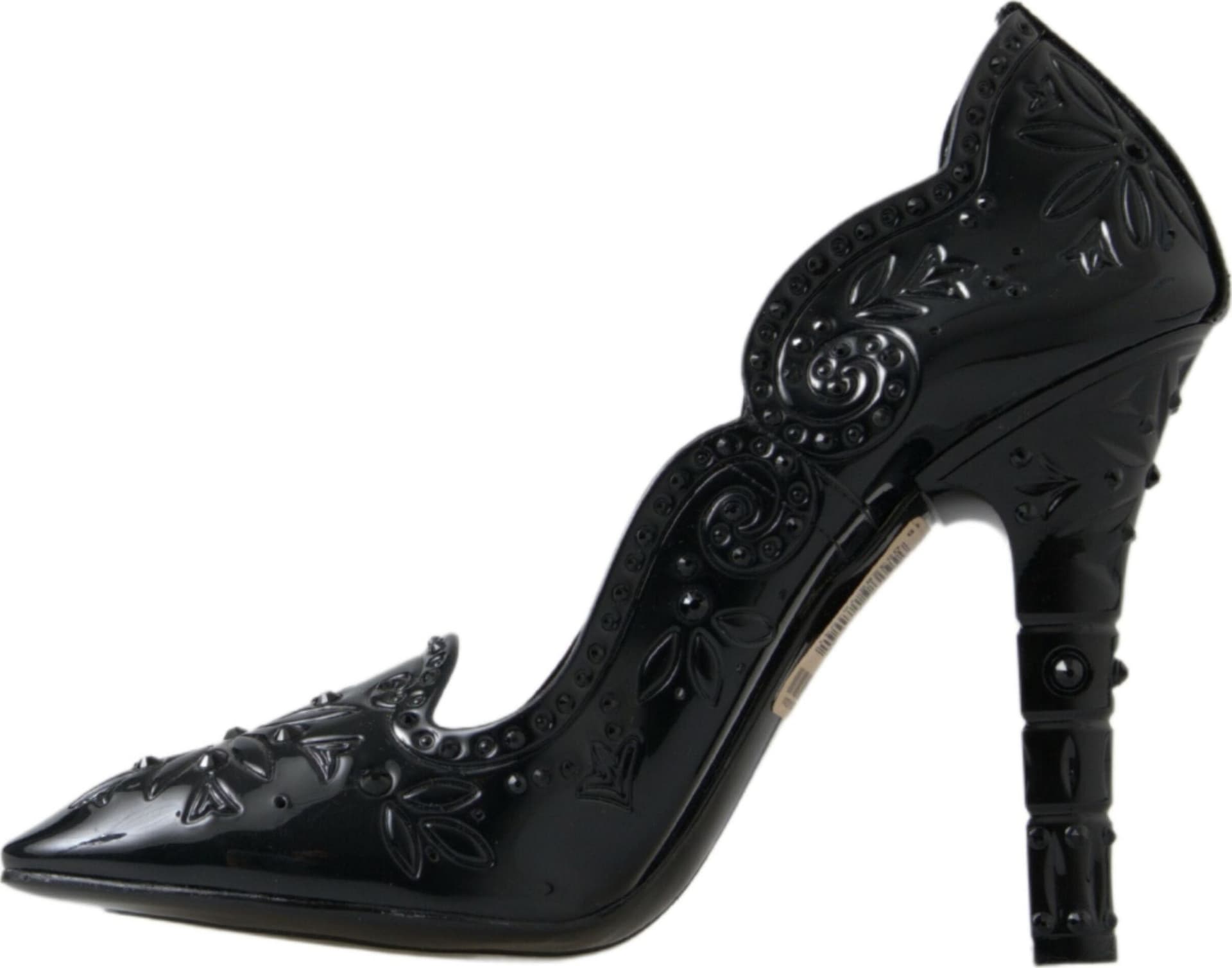 Dolce & Gabbana Black CINDERELLA Floral Crystal Heels Shoes - 2