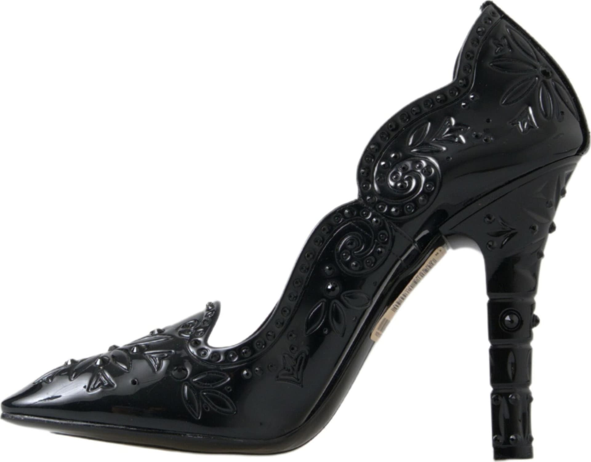 Dolce & Gabbana Black CINDERELLA Floral Crystal Heels Shoes - 3