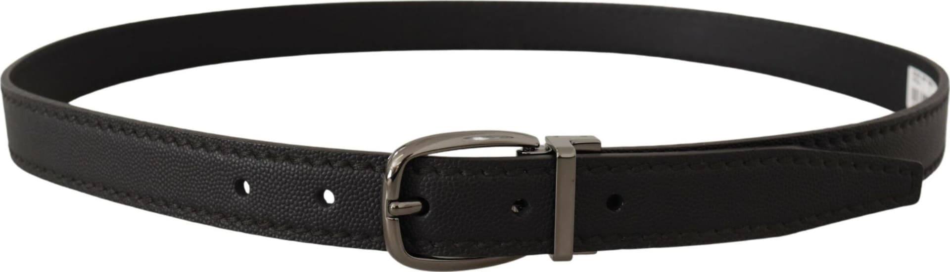 Dolce & Gabbana Black Leather Metal Logo Buckle Belt - 2