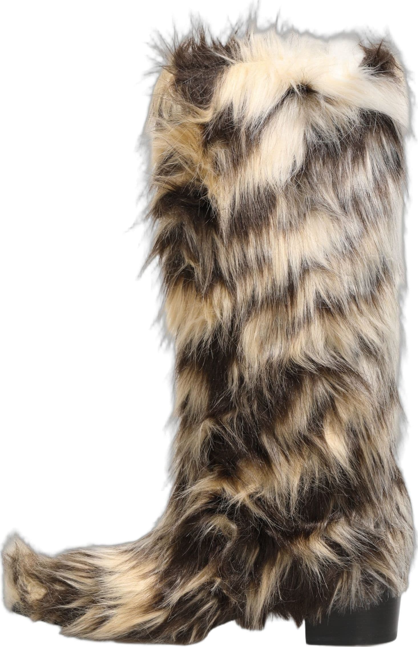 Dolce & Gabbana Multicolor Knee High Faux Fur Boots Shoes - 4