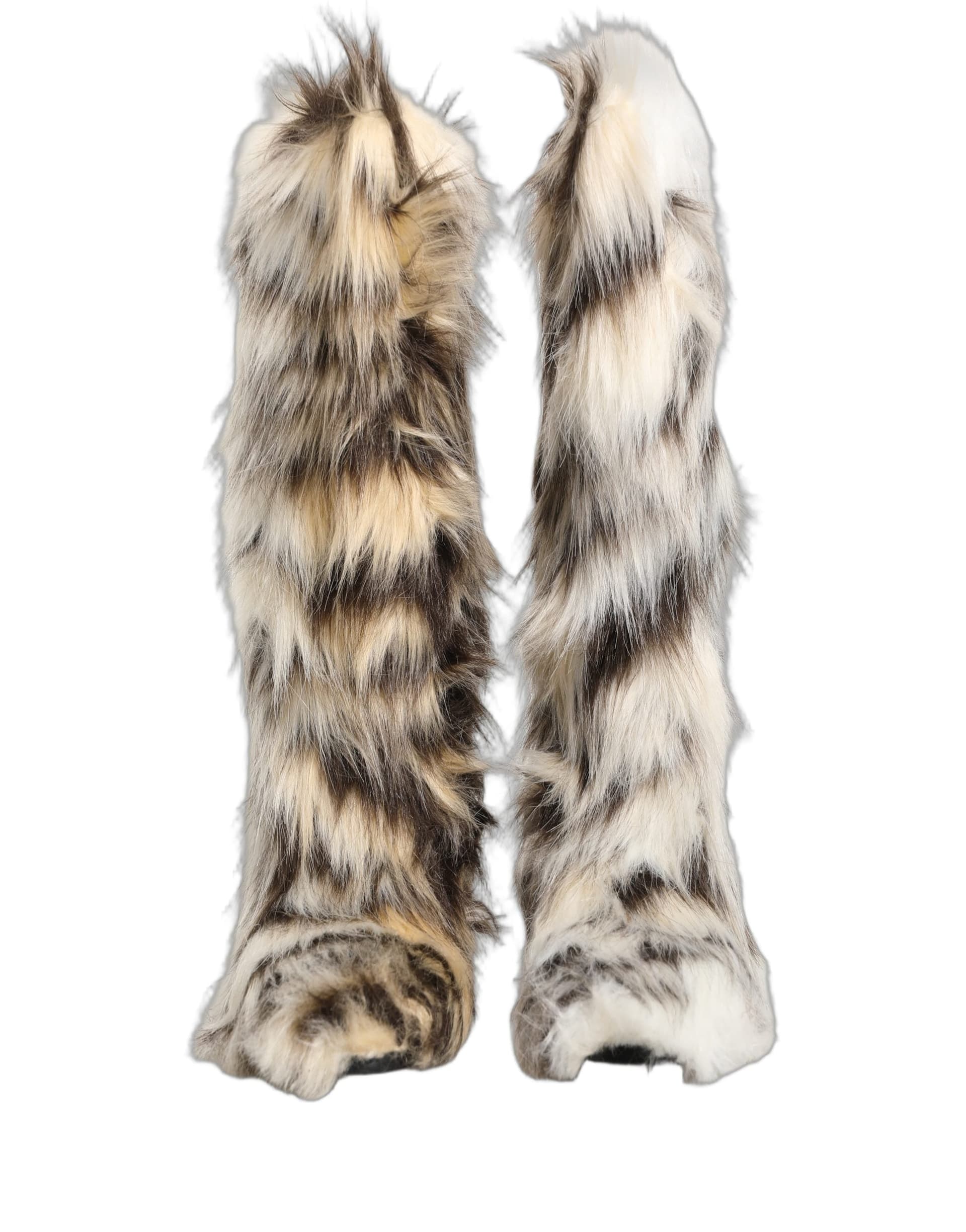 Dolce & Gabbana Multicolor Knee High Faux Fur Boots Shoes - 8