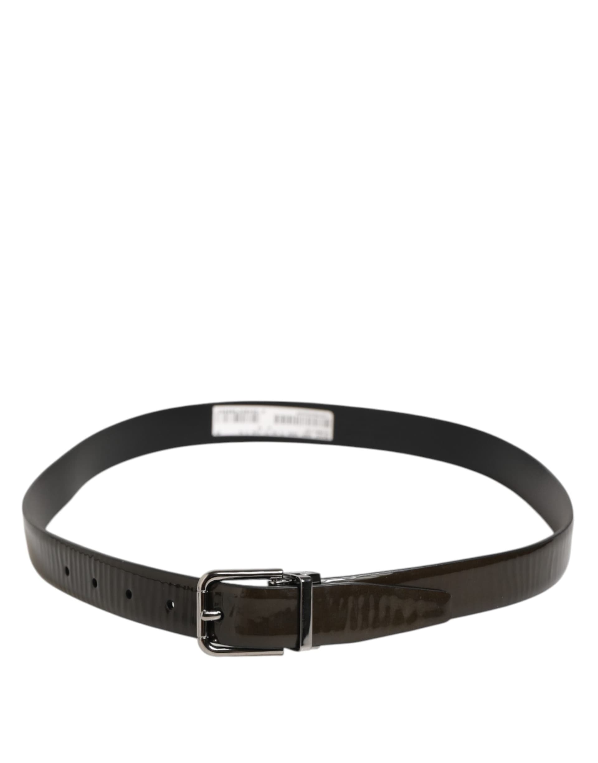 Dolce & Gabbana Brown Glossy Leather Classic Metal Buckle Belt - 4