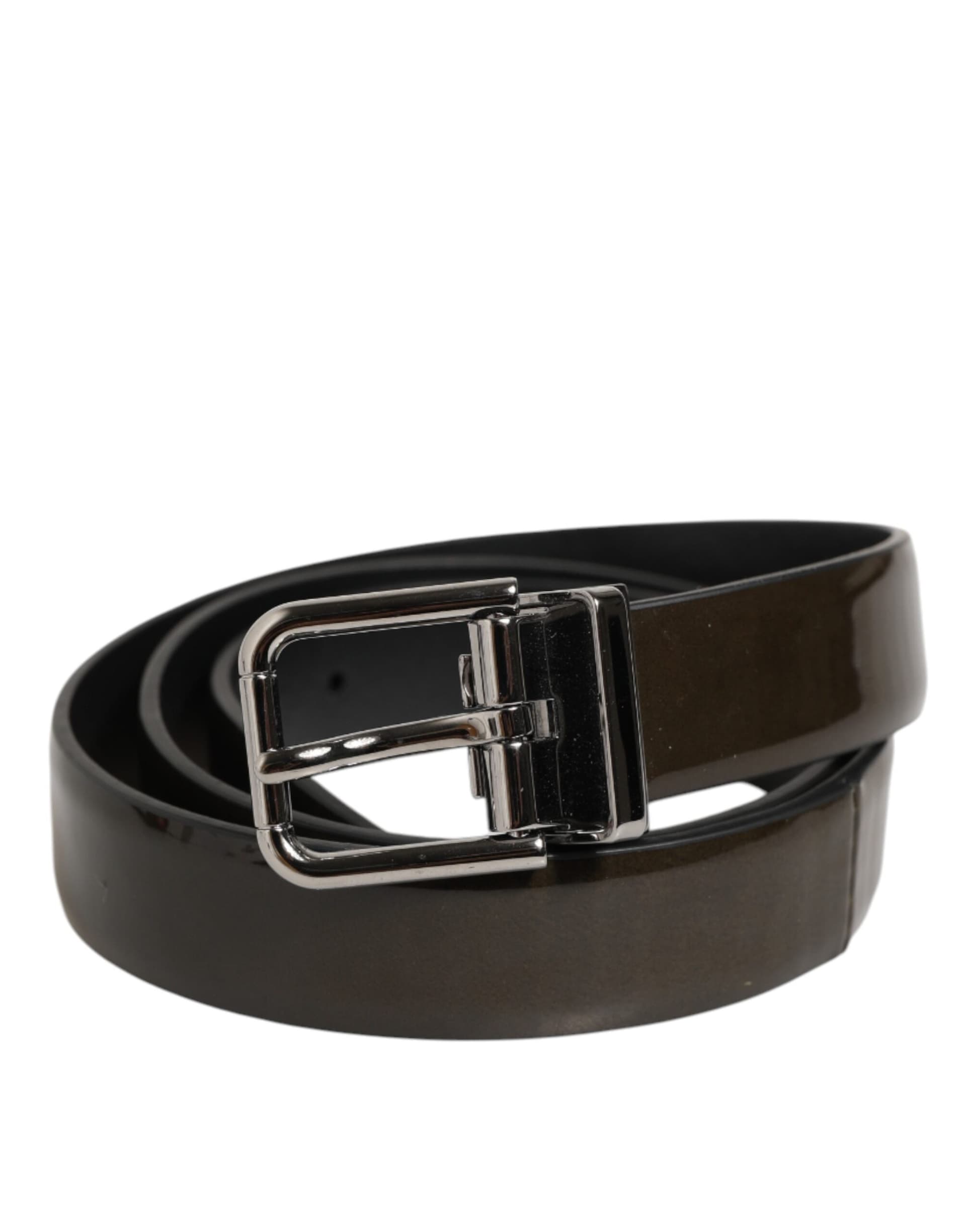 Dolce & Gabbana Brown Glossy Leather Classic Metal Buckle Belt - 5