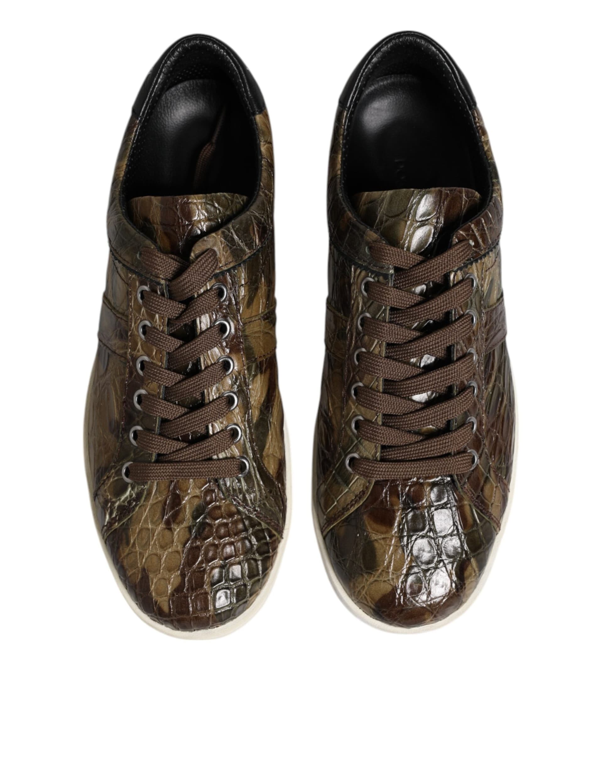 Dolce & Gabbana Brown Exotic Leather Low Top Sneakers Shoes - 2