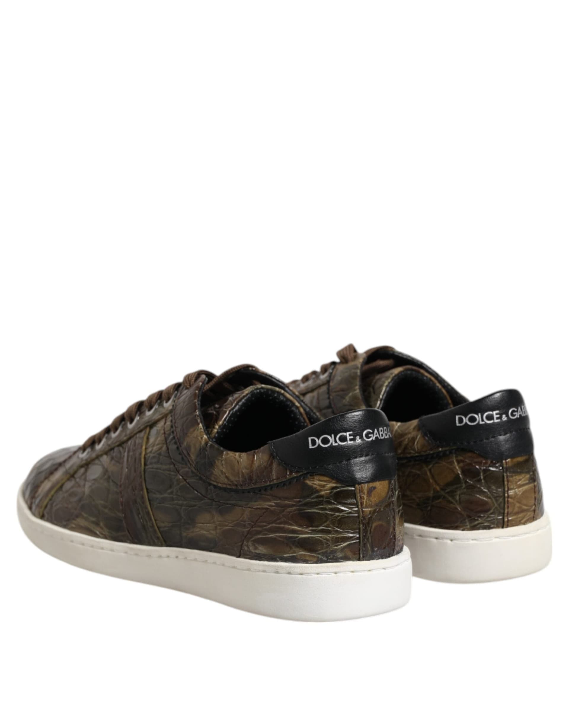 Dolce & Gabbana Brown Exotic Leather Low Top Sneakers Shoes - 4